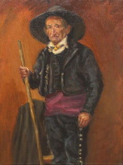 Viejo de la alberca - Óleo sobre tabla - Firmado y enmarcado