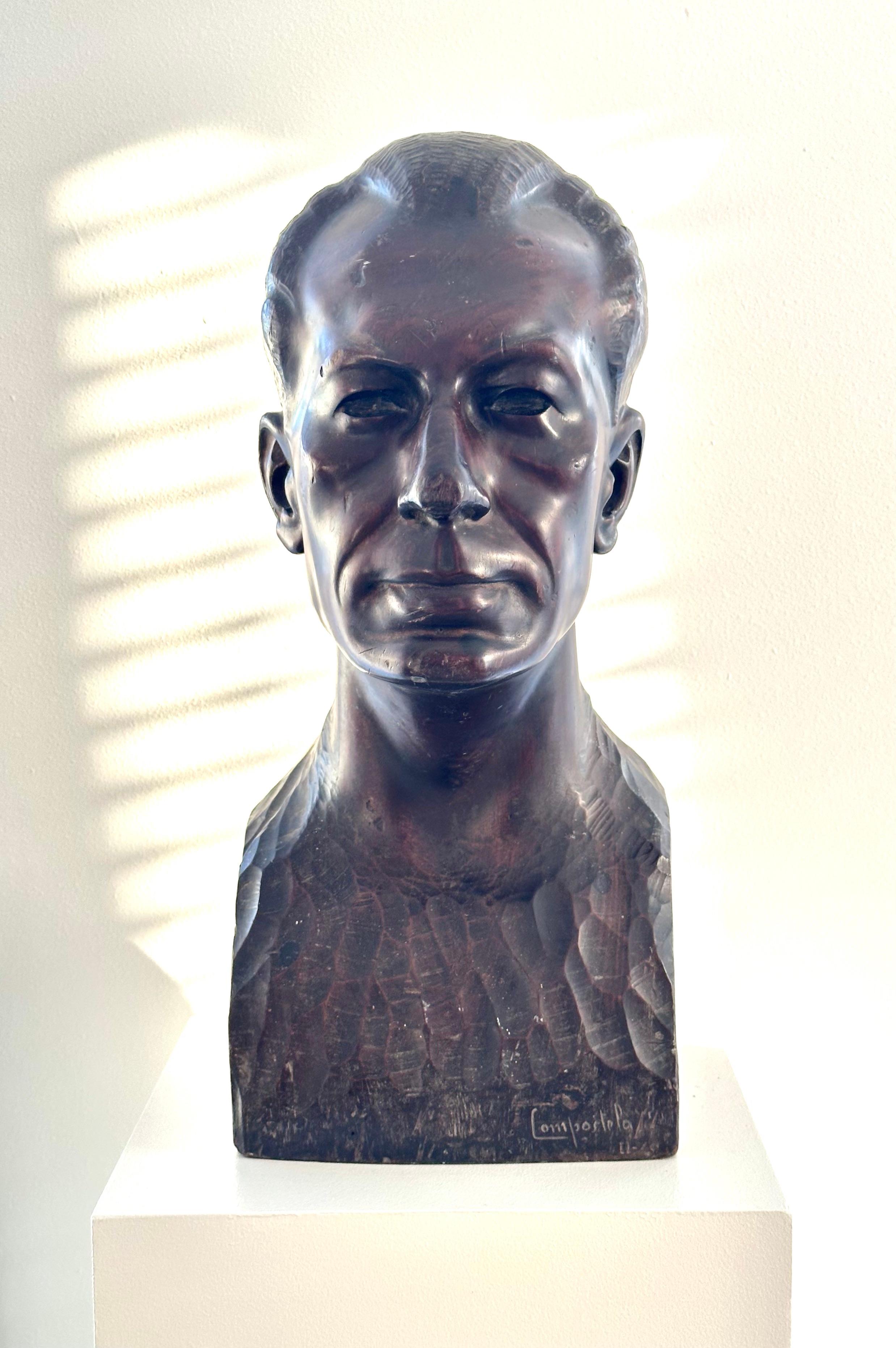 Portrait of a Man - Sculpture by Francisco Vazquez Diaz