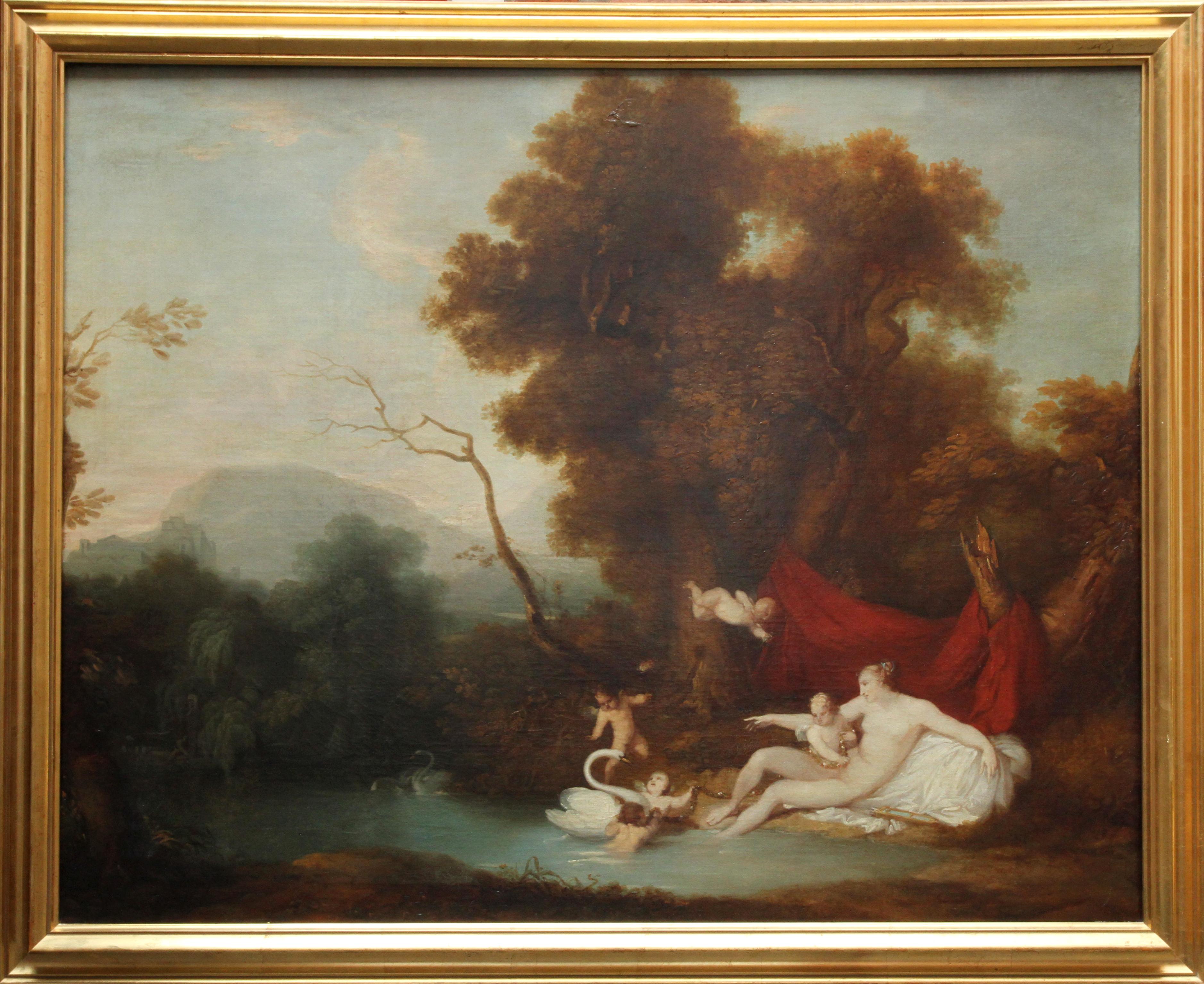 Leda and Swan - 18thC Old Master Continental School mythological oil painting 3