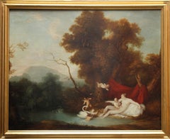 Leda and Swan - 18thC Old Master Continental School mythological oil painting