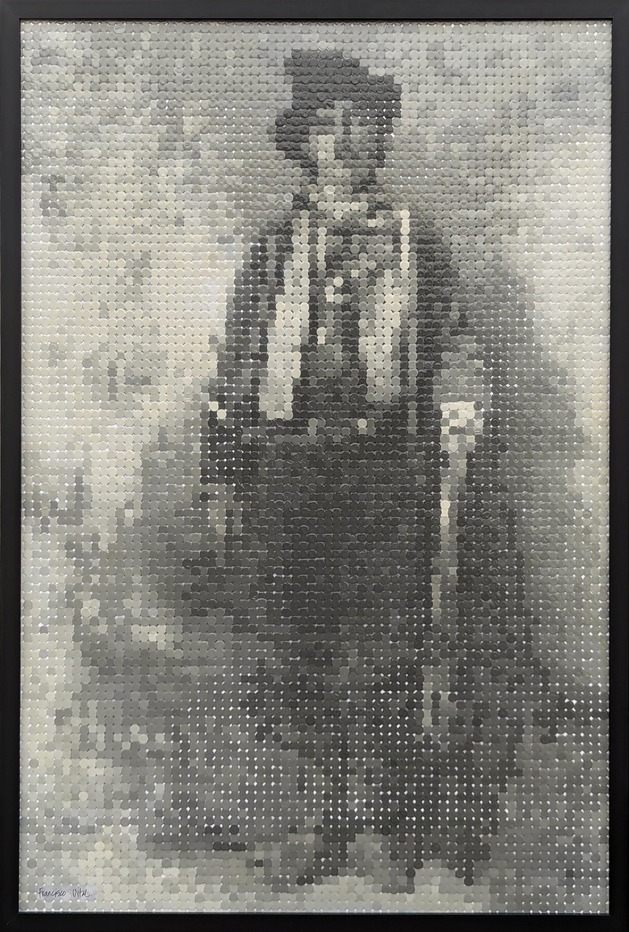 "Billy the Kid" Contemporary Western Schwarz & Tan Pixelated Outlaw Portrait