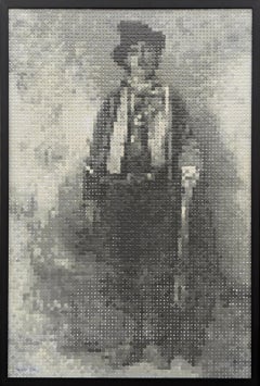 "Billy the Kid" Contemporary Western Black & Tan Pixelated Outlaw Portrait