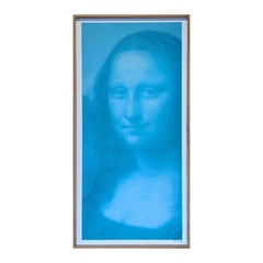 "Blaue Mona Lisa'" Contemporary Leonardo da Vinci inspiriert Figur Pixel Malerei