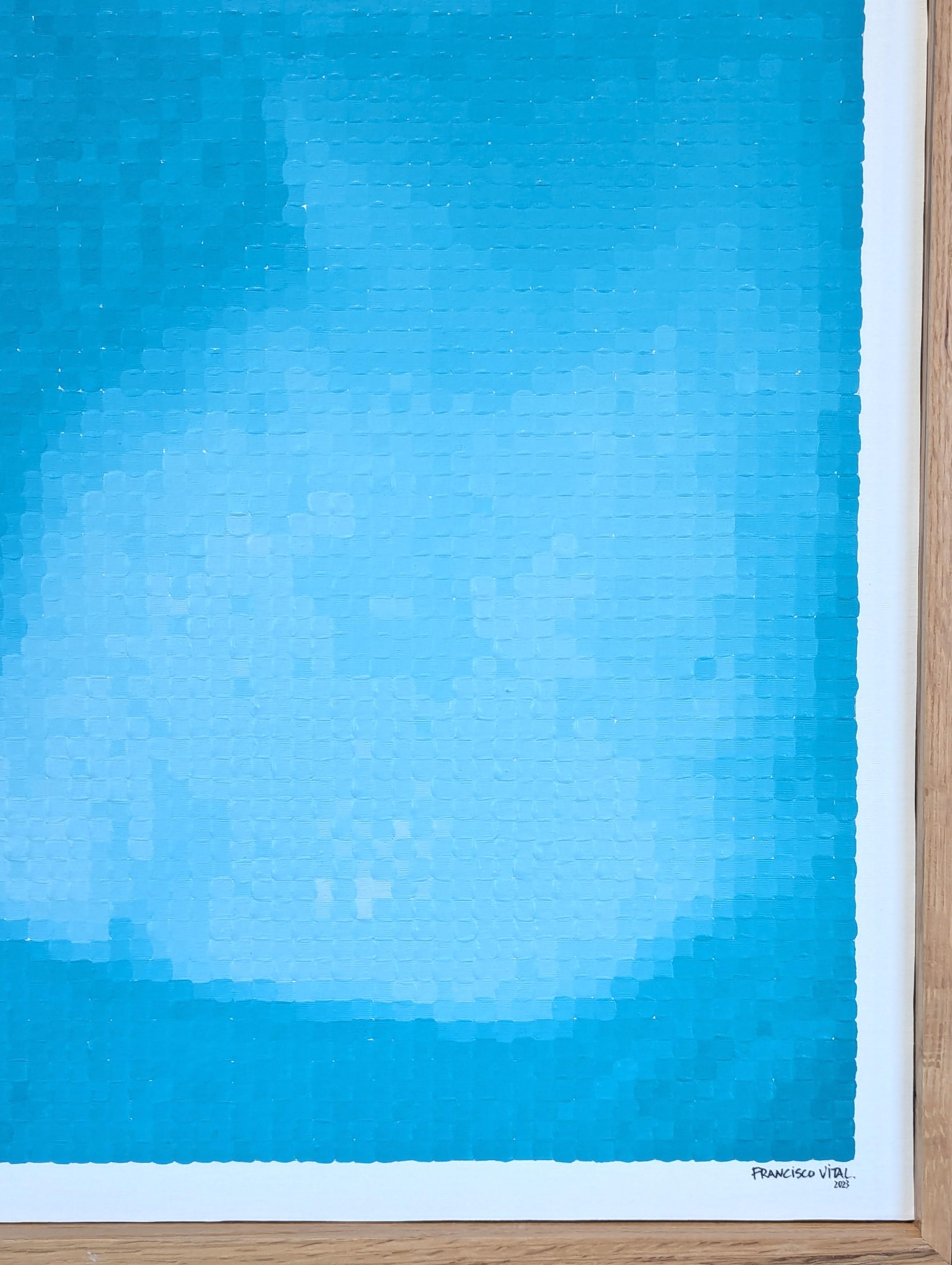 Représentation pixellisée, inspirée du pop art contemporain, d'un détail du célèbre tableau de Léonard de Vinci, la 