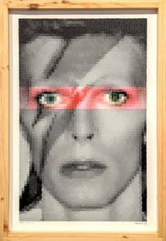 "David Bowie Ziggy Stardust" Pintura contemporánea Pop Art Retrato pixelado