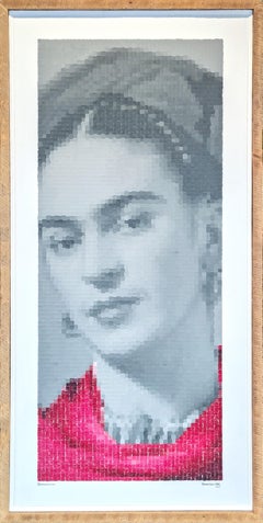 "Frida Kahlo en Rebozo" Pintura Retrato Pixel inspirada en el Pop Art Contemporáneo