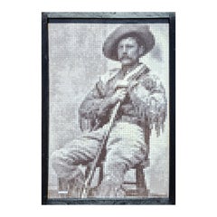 "'Lone Coyote' McGraw" Contemporary Black and White Pixelated Cowboy Portrait