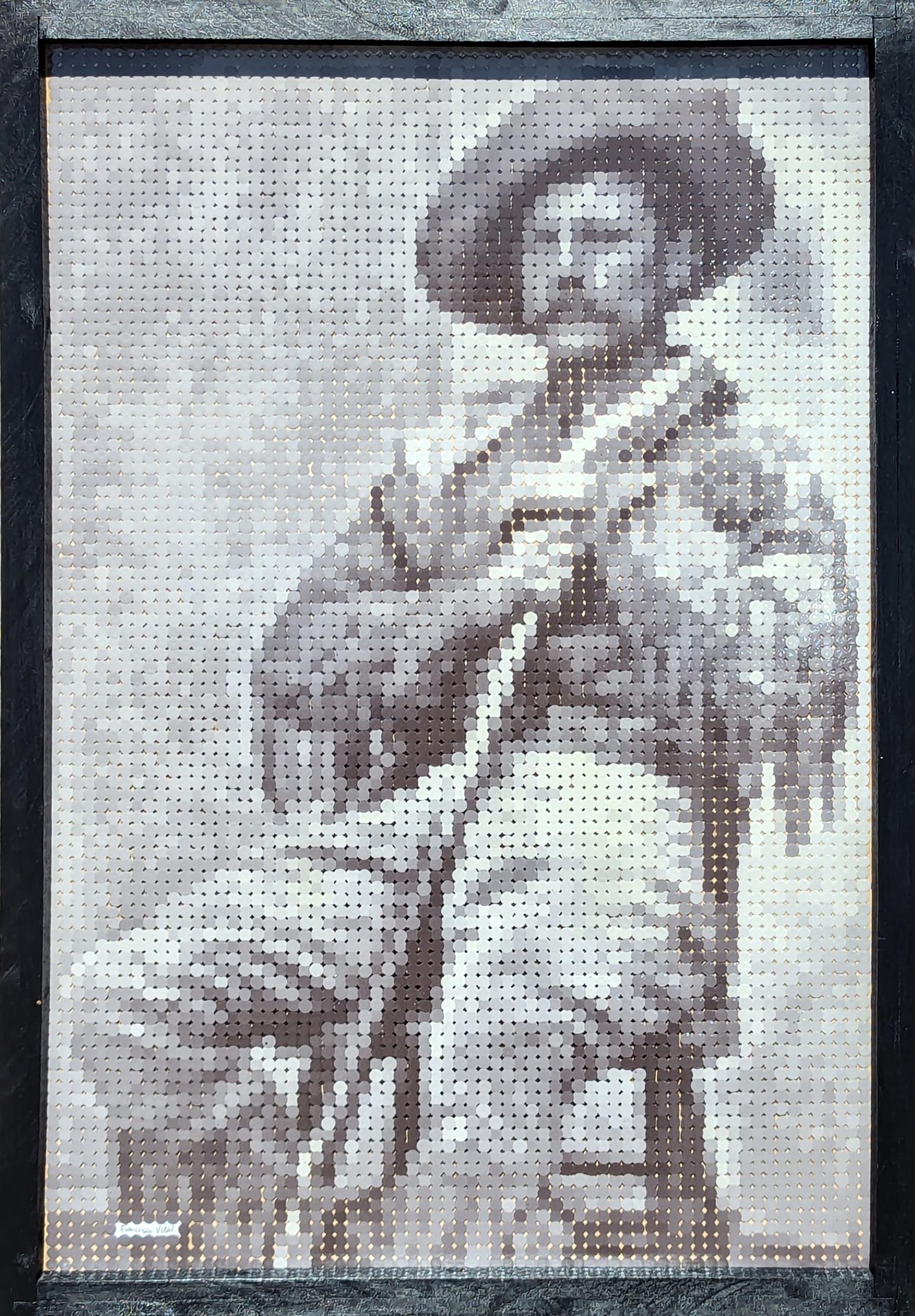 "'Lone Coyote' McGraw" Contemporary Black and White Pixelated Cowboy Portrait