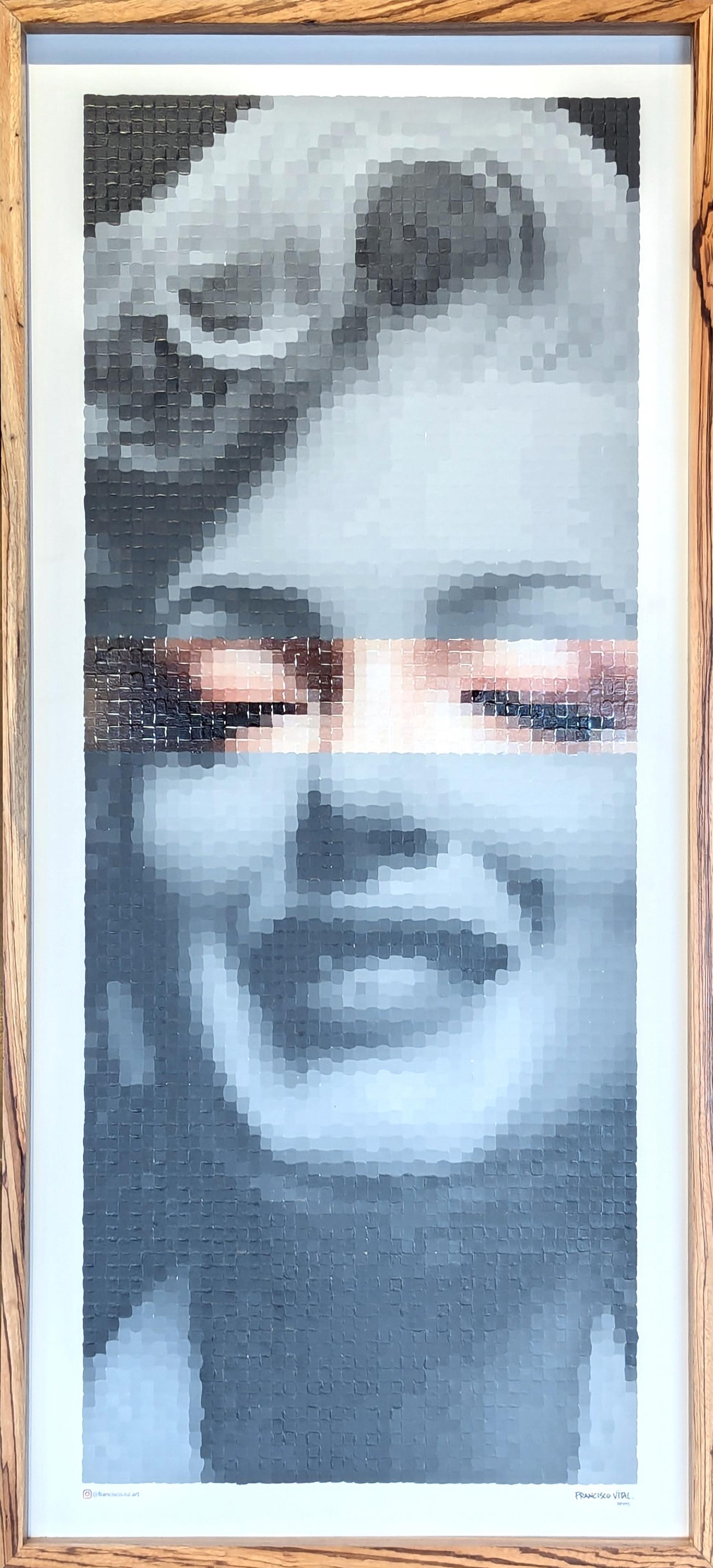 "Sonrisa de Marilyn Monroe" Pintura Retrato Pixelada Inspirada en el Arte Pop Contemporáneo