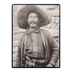 "Pistol Pete" Contemporary Western Black & Tan Pixelated Cowboy Portrait