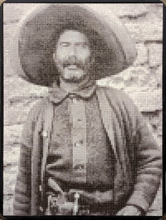 "Pistol Pete" Contemporary Western Black & Tan Pixelated Cowboy Portrait