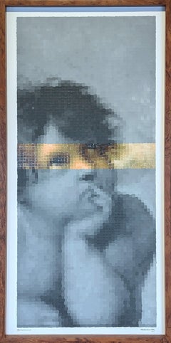 "Raphael Botticelli. 'Cherubs Virgin Mary'" Contemporary Pixel Figure Painting