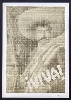 "Viva Zapata" Portrait contemporain en noir et blanc du révolutionnaire mexicain.