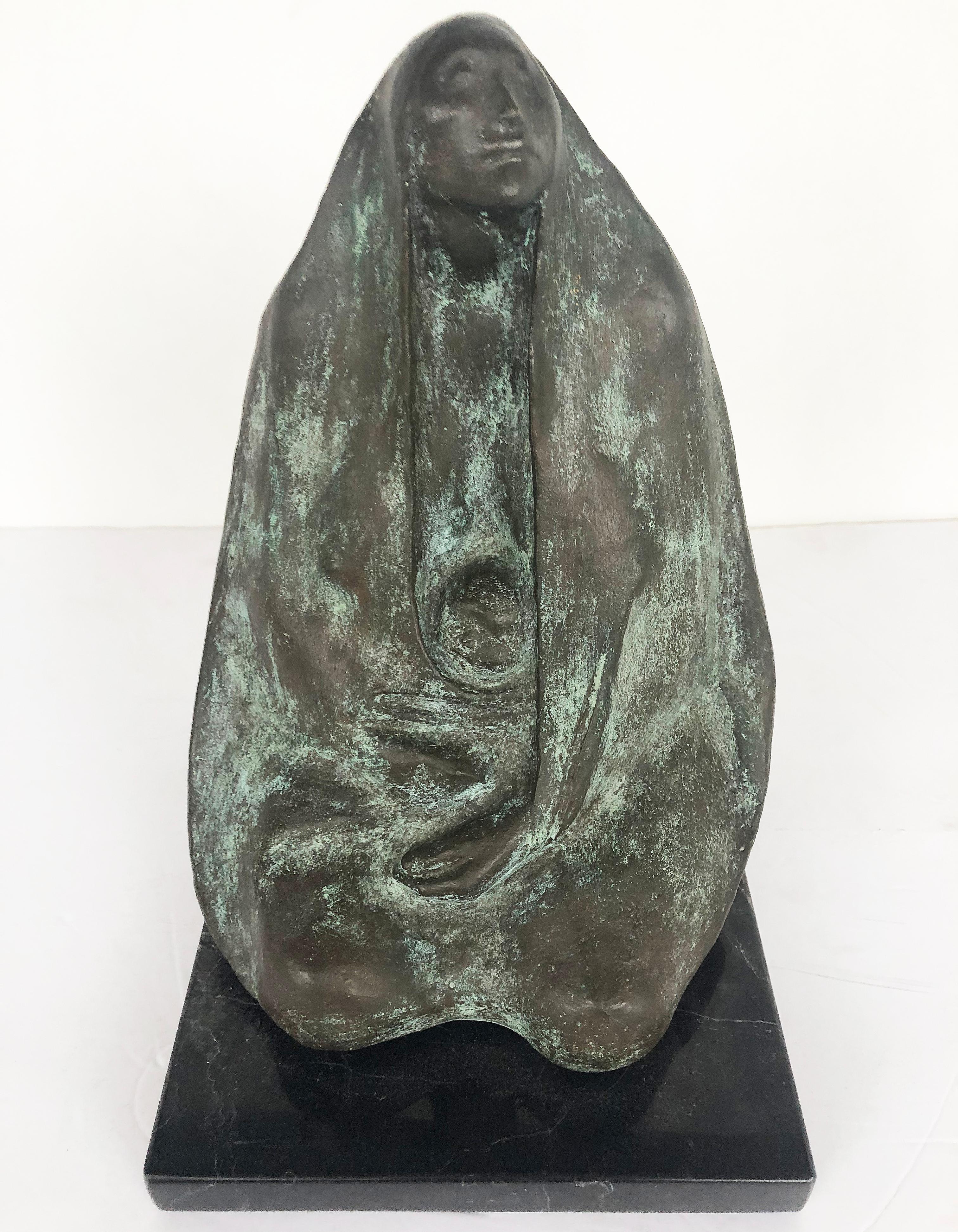 Francisco Ziga Bronze patinierte Skulptur auf Marmorsockel (Mexikanisch) im Angebot