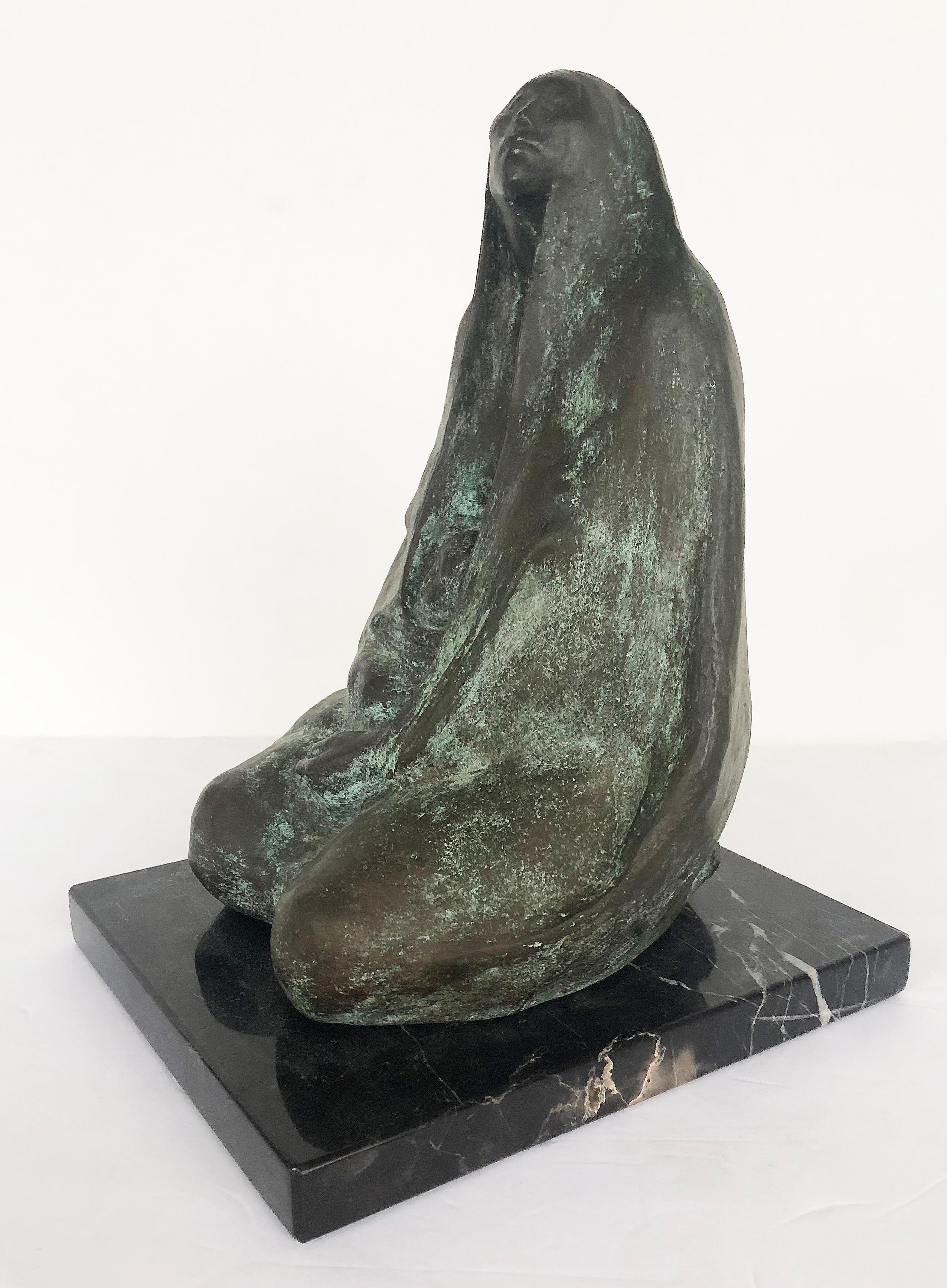 Francisco Zúñiga Bronze Patinated Sculpture on Marble Base In Good Condition In Miami, FL