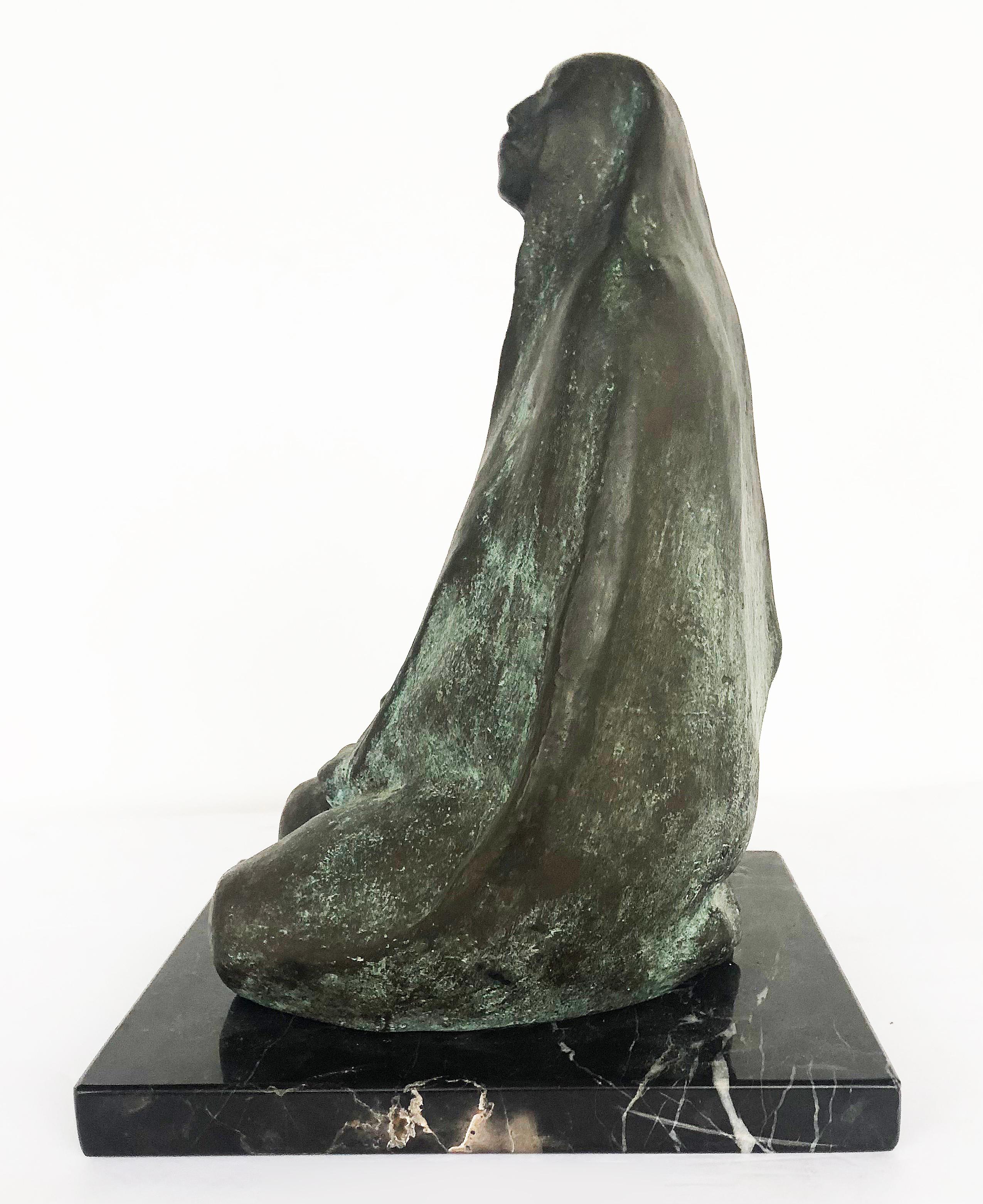 20th Century Francisco Zúñiga Bronze Patinated Sculpture on Marble Base For Sale