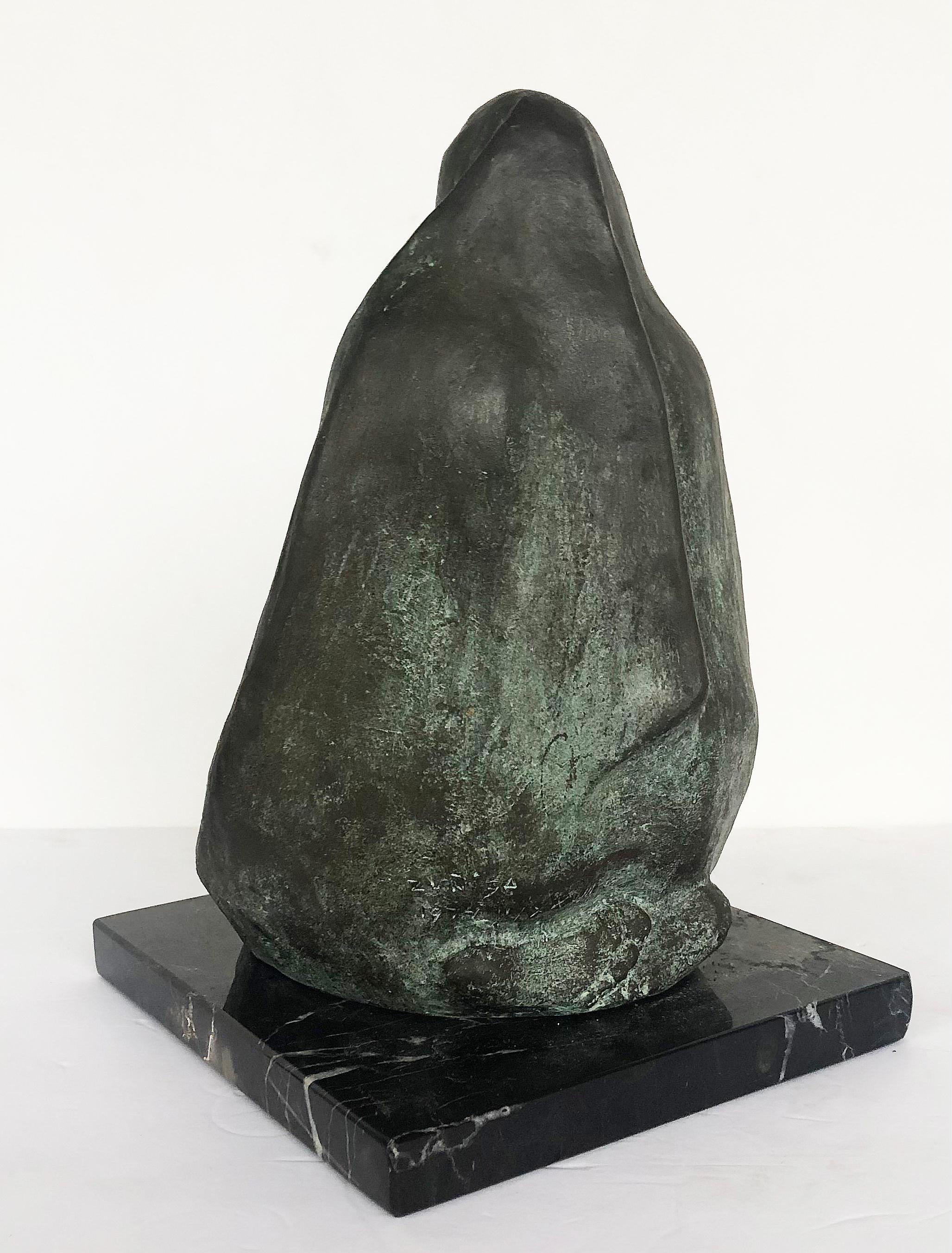 Francisco Zúñiga Bronze Patinated Sculpture on Marble Base For Sale 1
