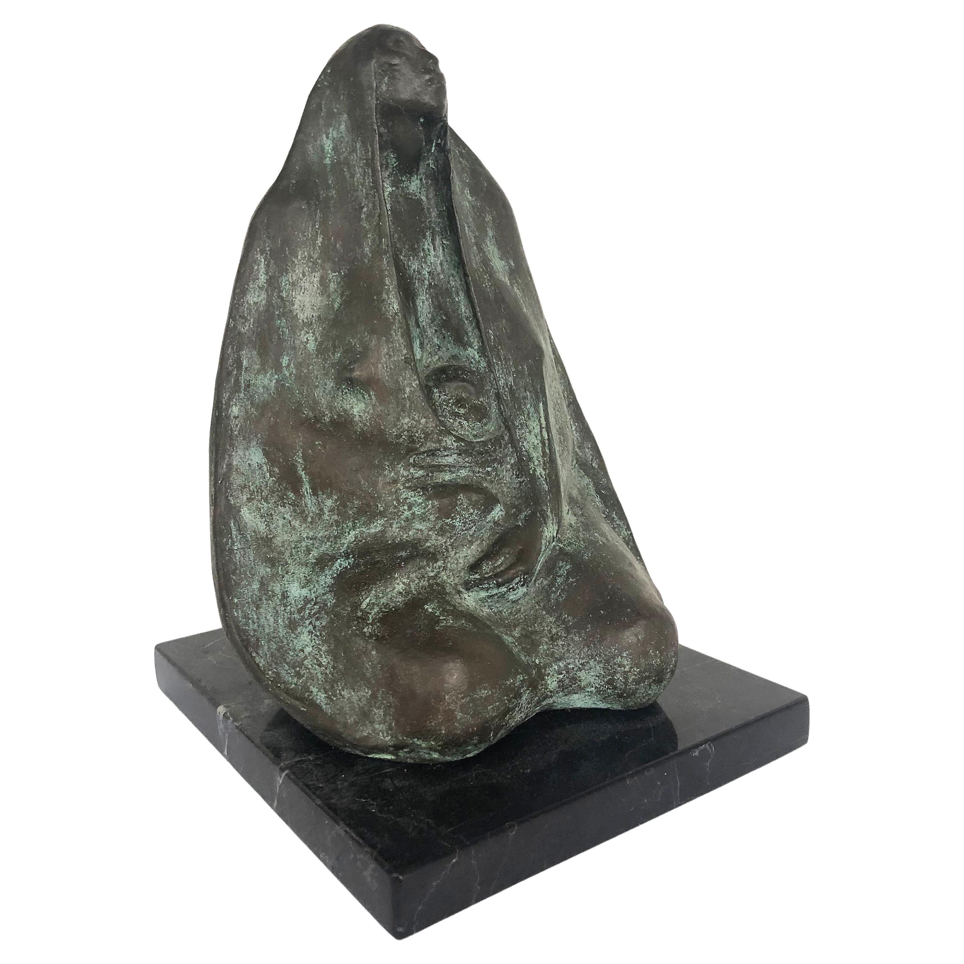 Francisco Ziga Bronze patinierte Skulptur auf Marmorsockel im Angebot