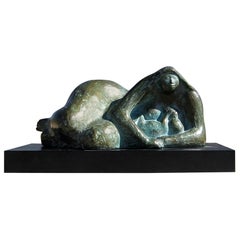 Francisco Zuniga Bronze Sculpture, Reclining Mother with Shawl, 1964