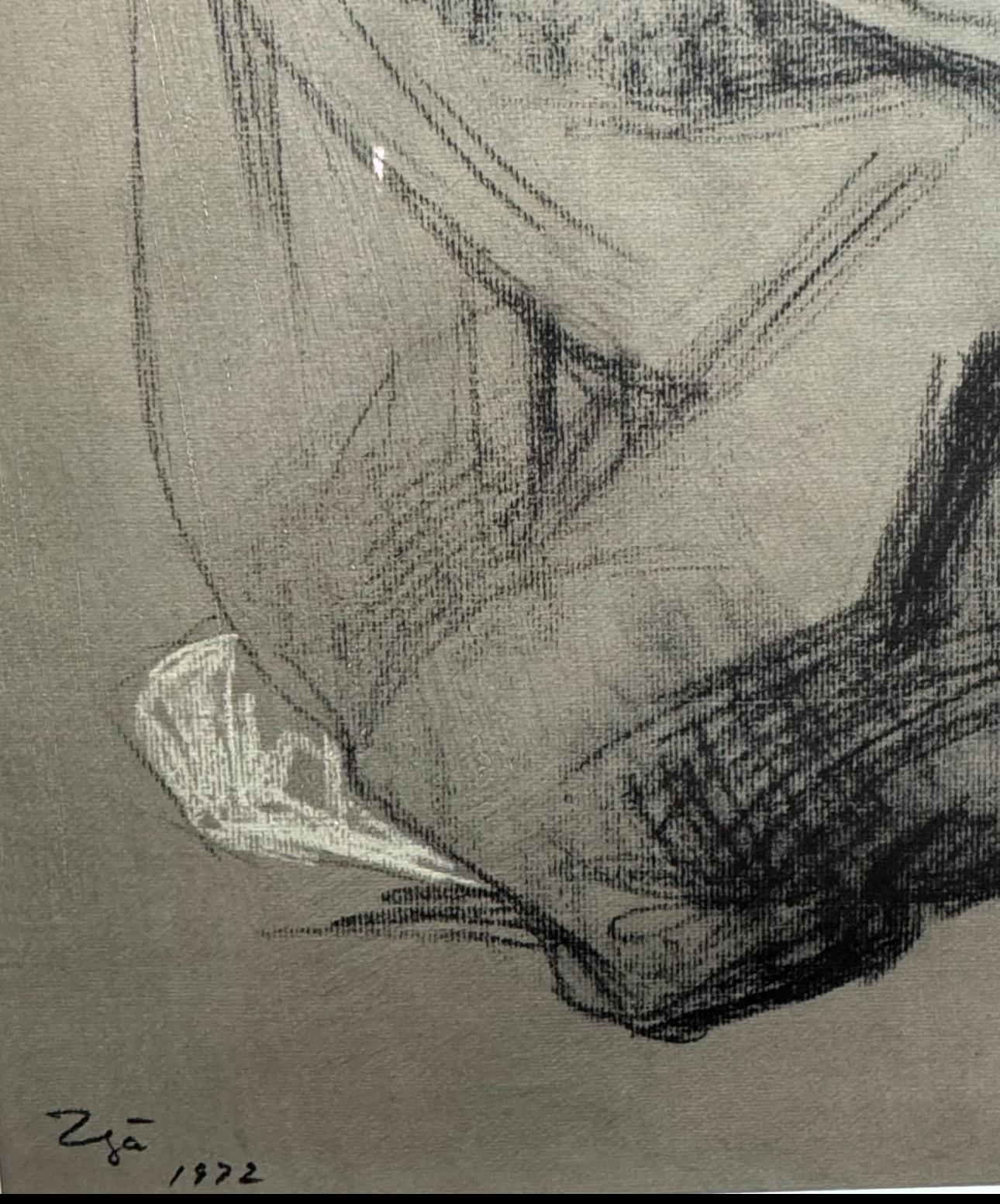 Peinture mixte mexicaine Mujer Sentada originale DRAWING de 1972 en vente 1