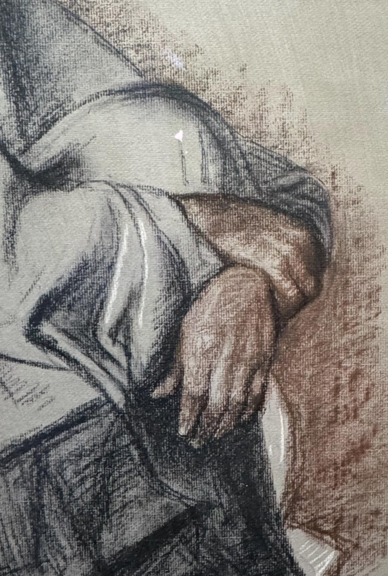 Peinture mixte mexicaine Mujer Sentada originale DRAWING de 1972 en vente 3