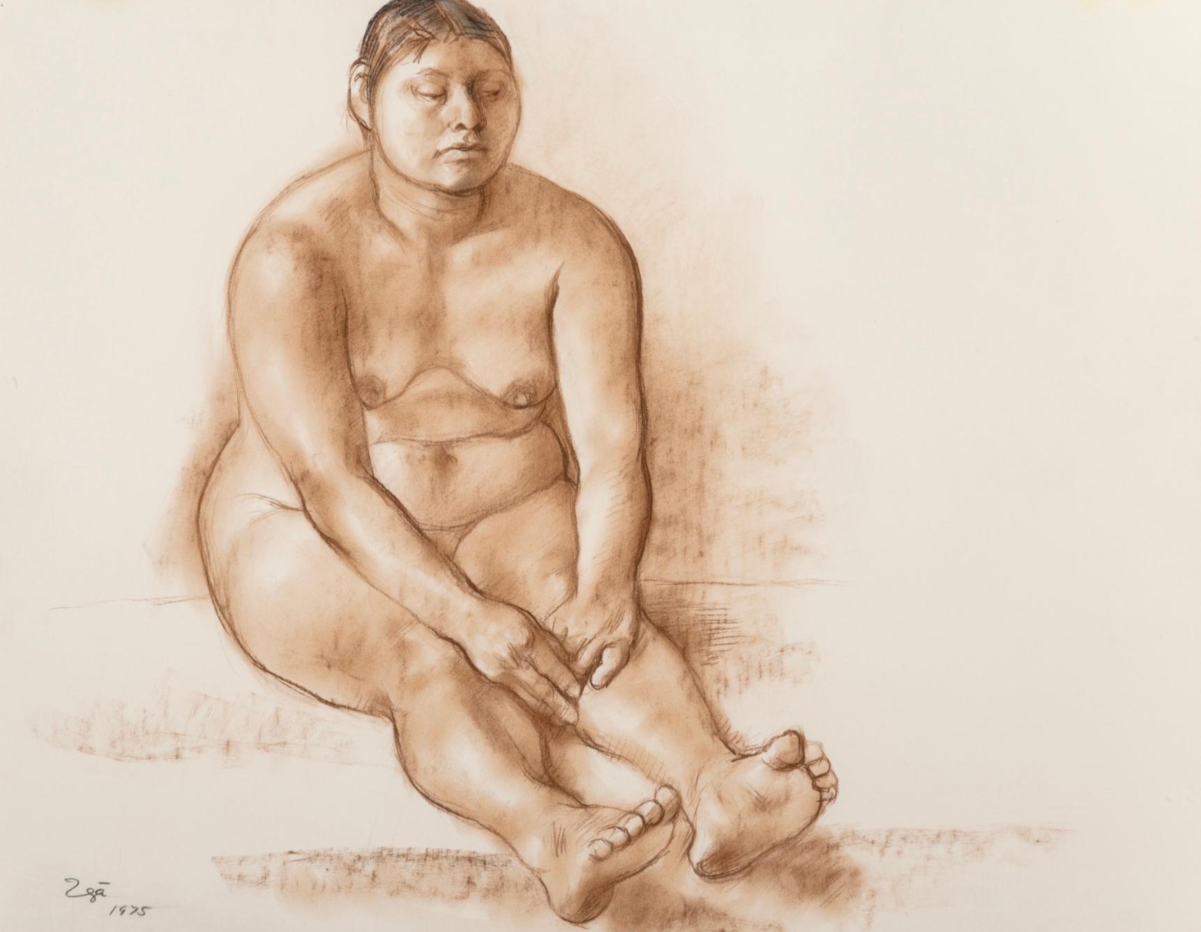 Francisco Zuniga Pintura original al pastel sobre desnudo Catalogada - Painting de Francisco Zúñiga