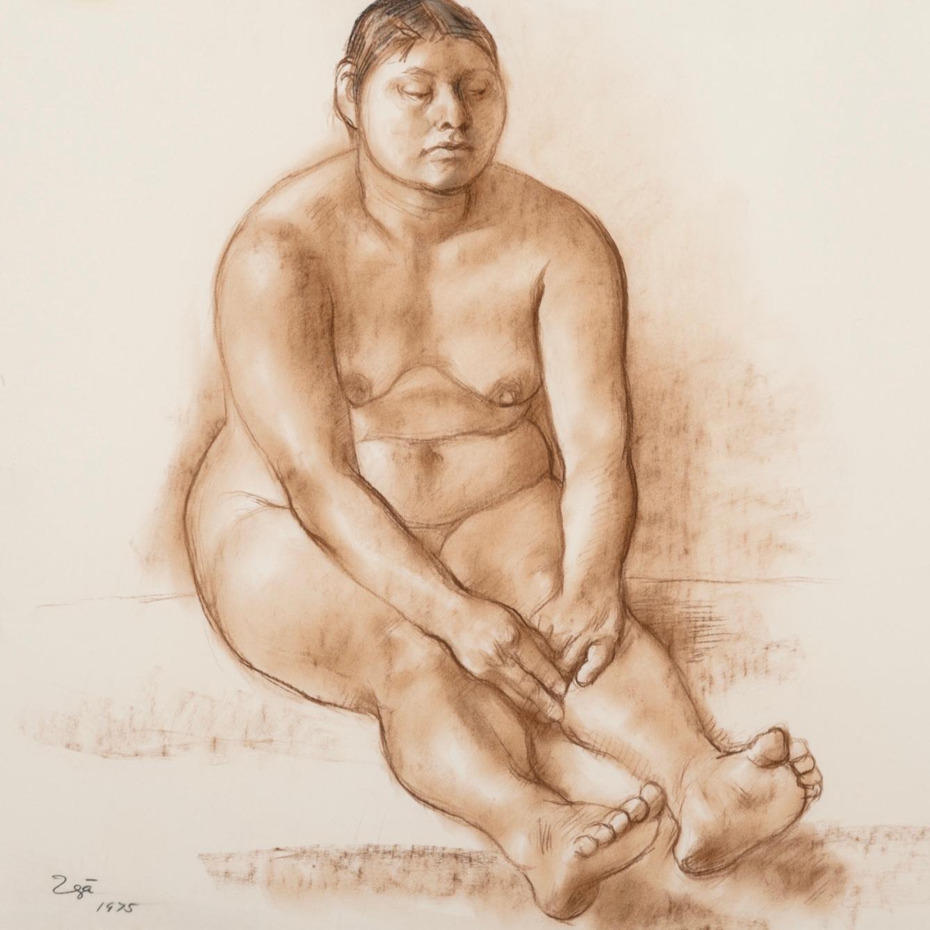 Francisco Zuniga Pintura original al pastel sobre desnudo Catalogada en venta 2