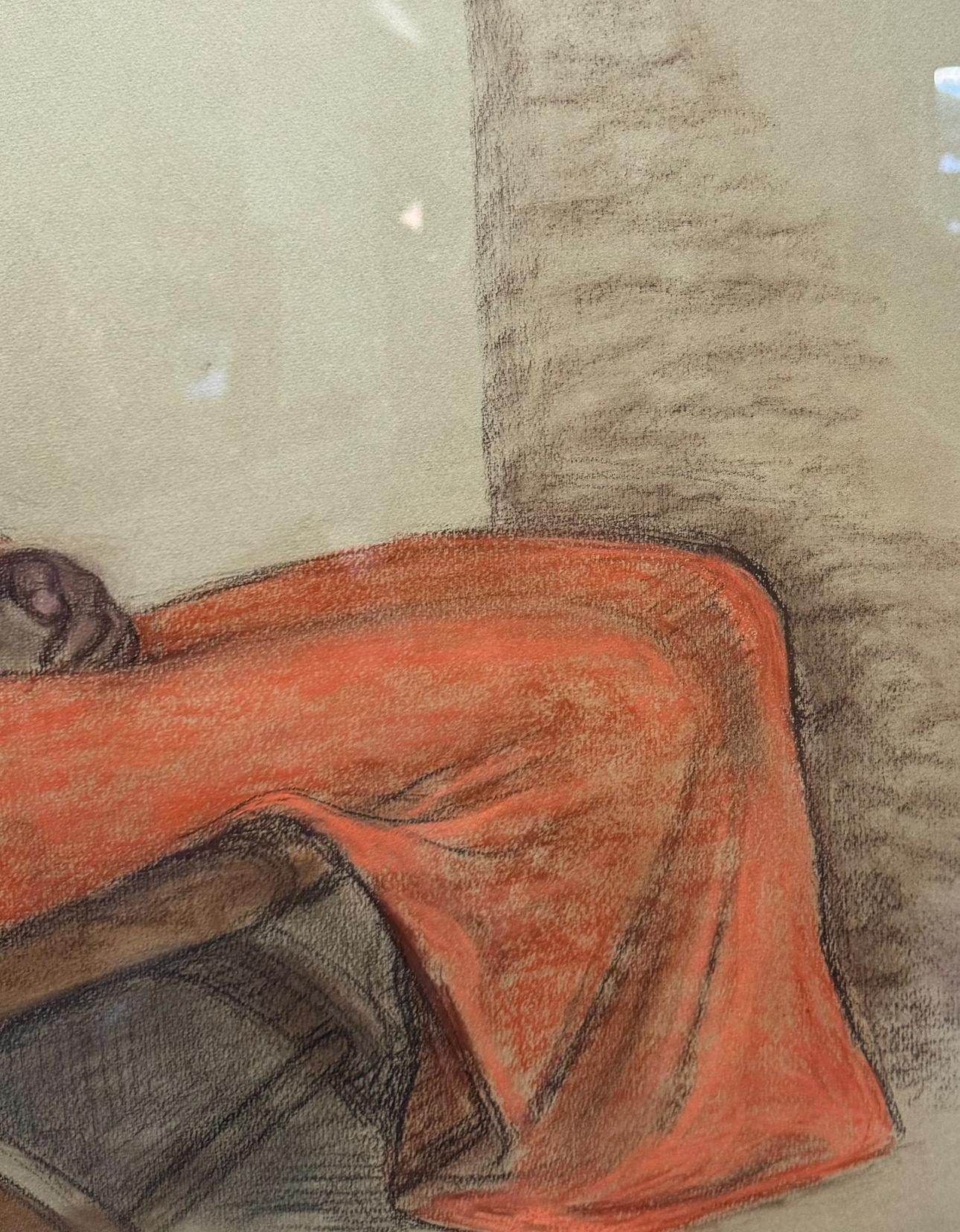 ORIGINAL MEXICANO MEDIOS MIXTOS Pintura MUJER ROJO SENTADAS en venta 1
