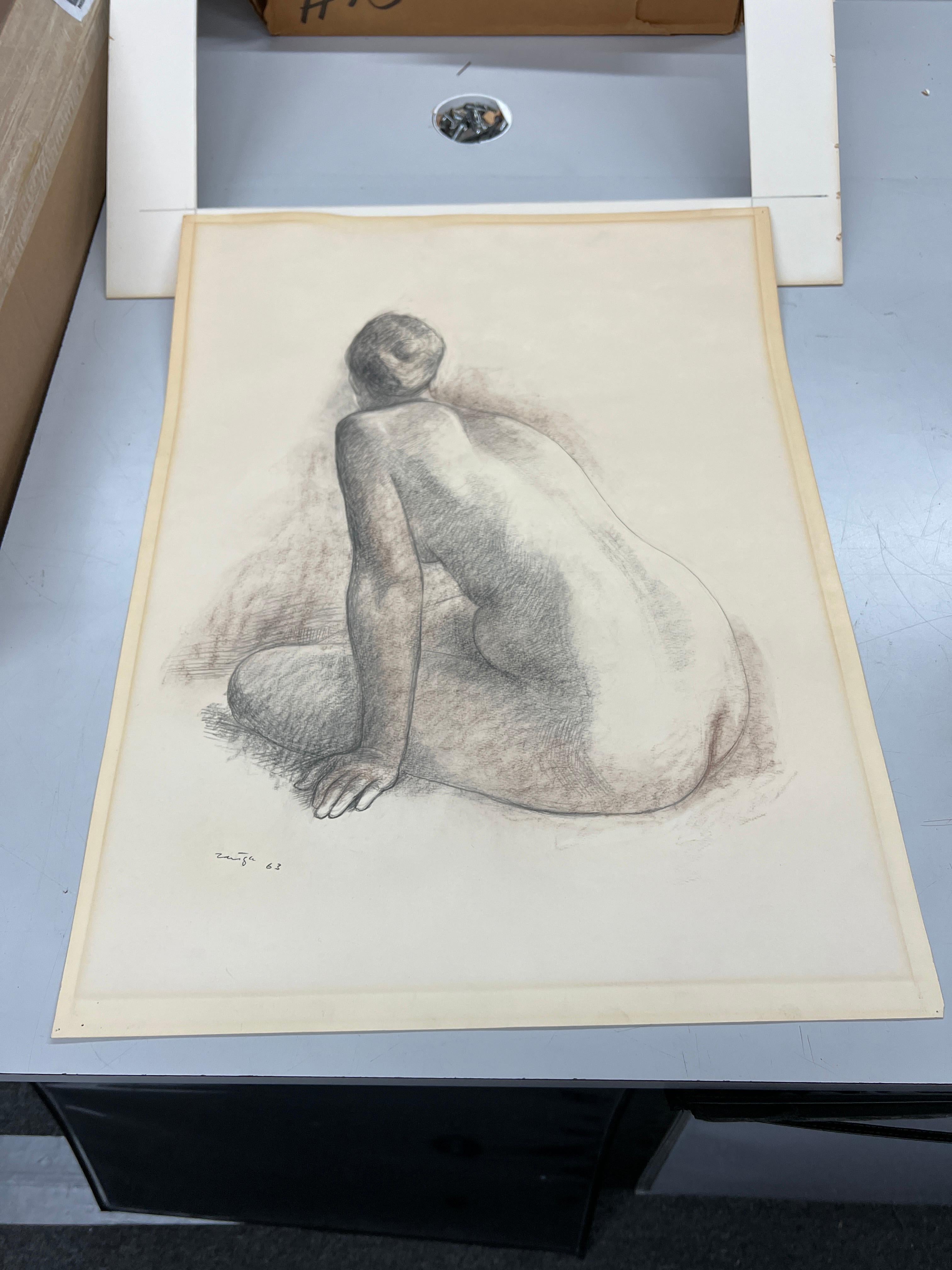 Desnudo de espalda - Print by Francisco Zúñiga