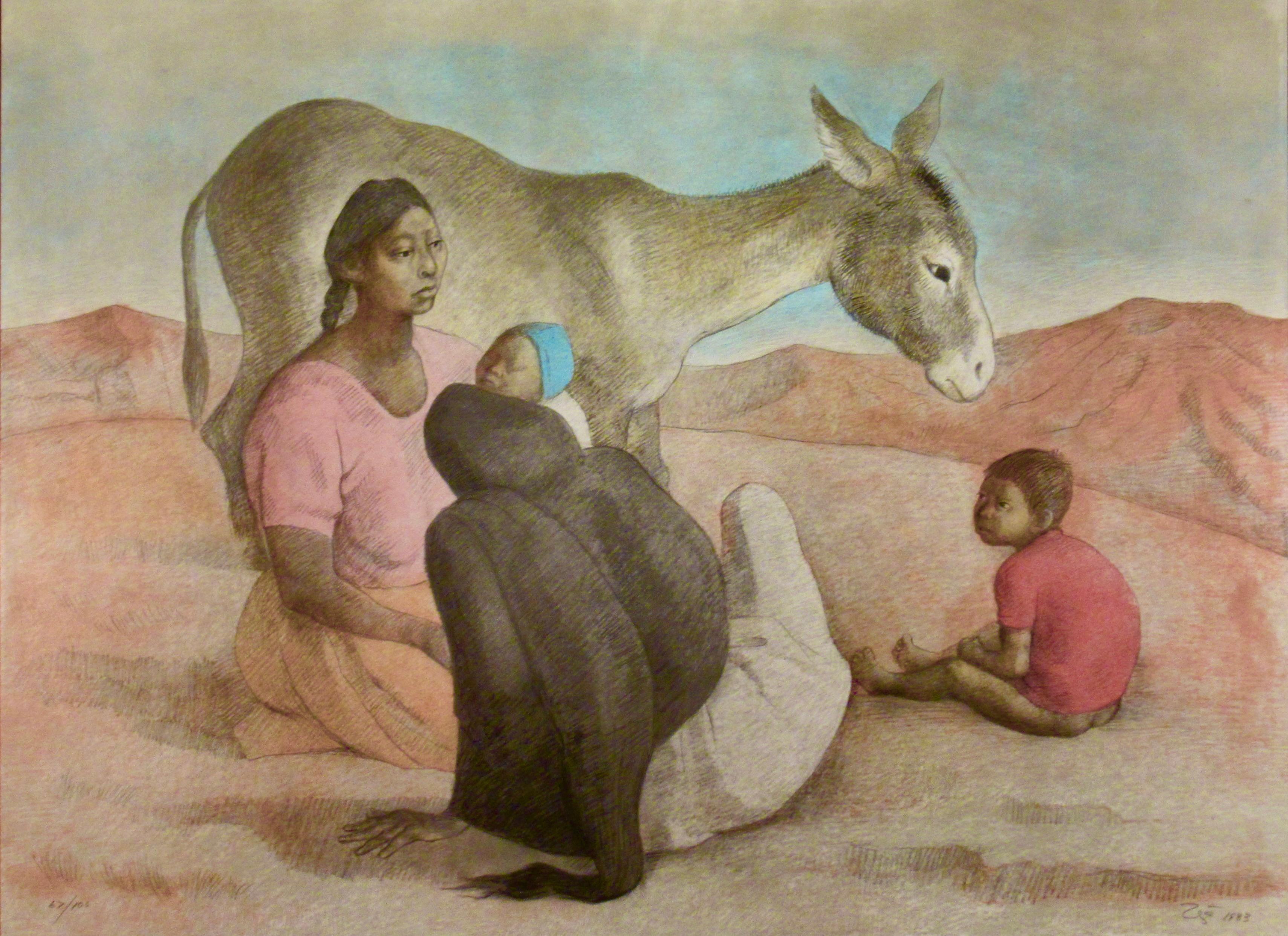 Familia Indigena III - Print by Francisco Zúñiga