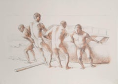 Hombres con Barca II, Litografia di Francisco Zuniga