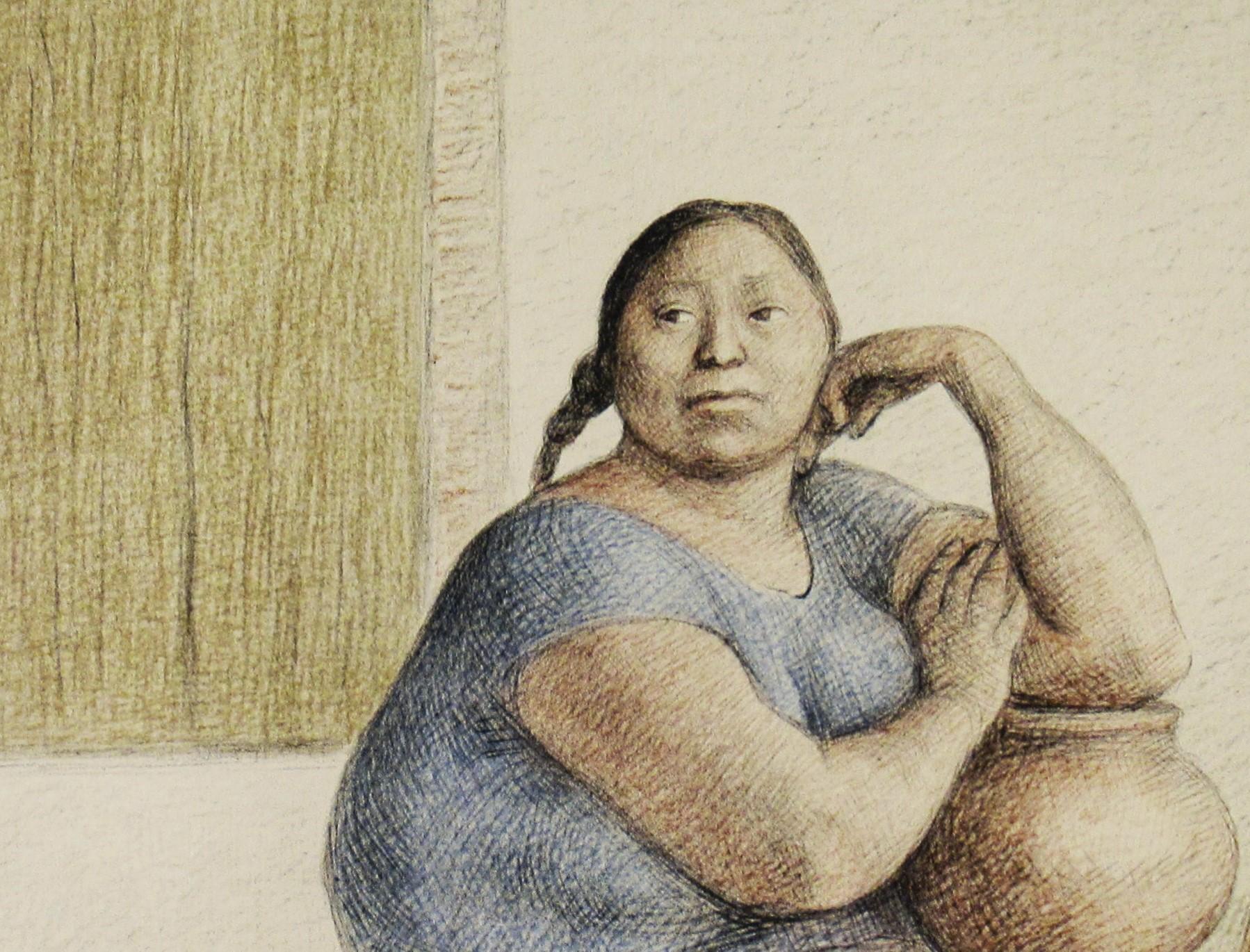 Le Platicando de Juchiteca (Femmes juchécoises discutant) - Marron Figurative Print par Francisco Zúñiga