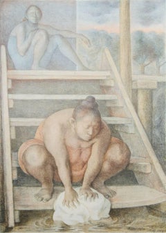 La Escalera, Signed Surrealist Lithograph by Francisco Zuniga