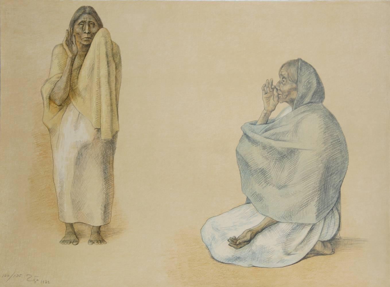 Figurative Print de Francisco Zúñiga - La Senal, litografía de Francisco Zuniga