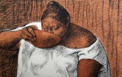 Mujer Bebiendo (Woman Drinking), Lithograph by Francisco Zuniga