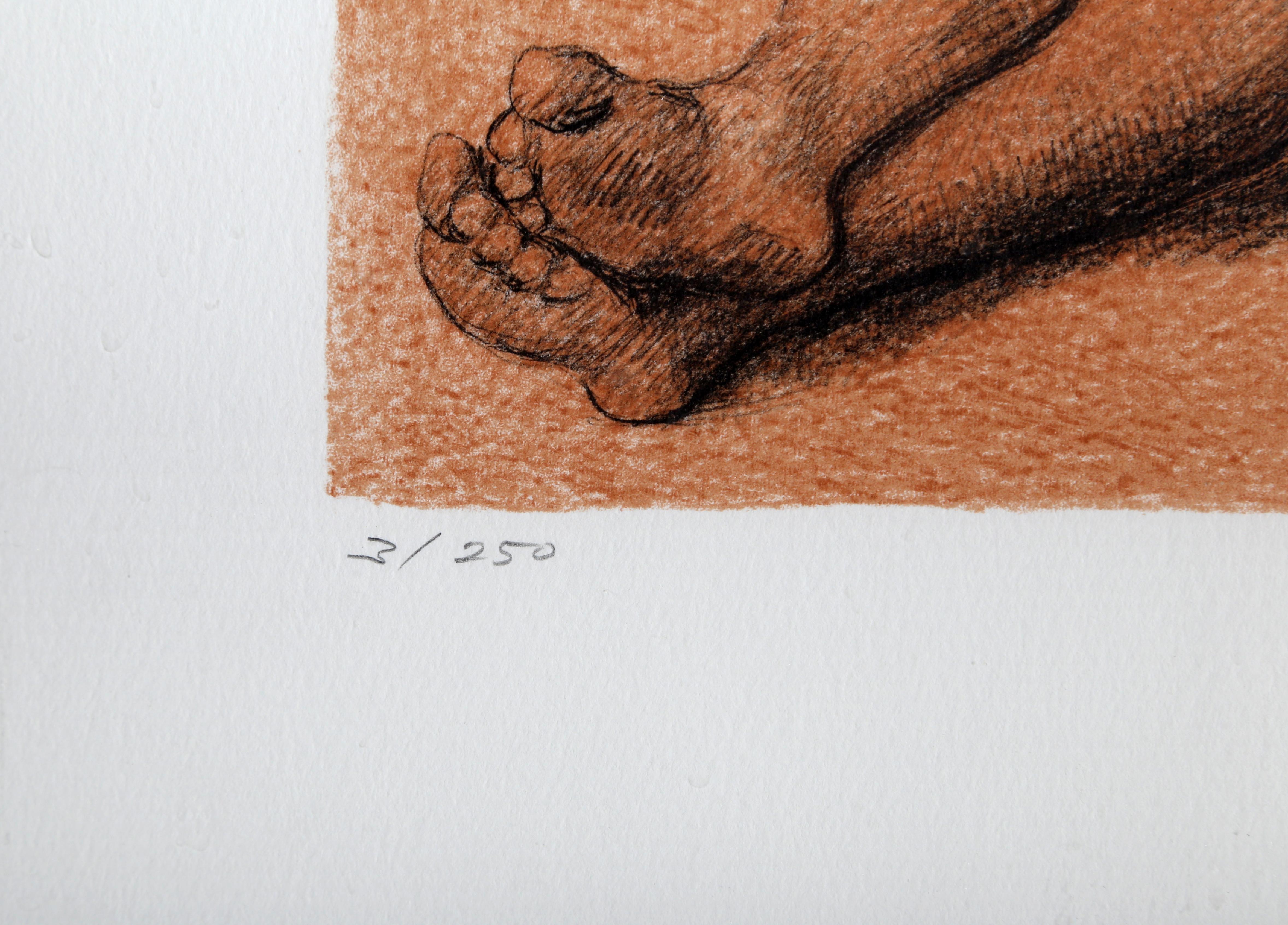 Mujer Bebiendo, litografía de Francisco Zuniga - Print Expresionista de Francisco Zúñiga