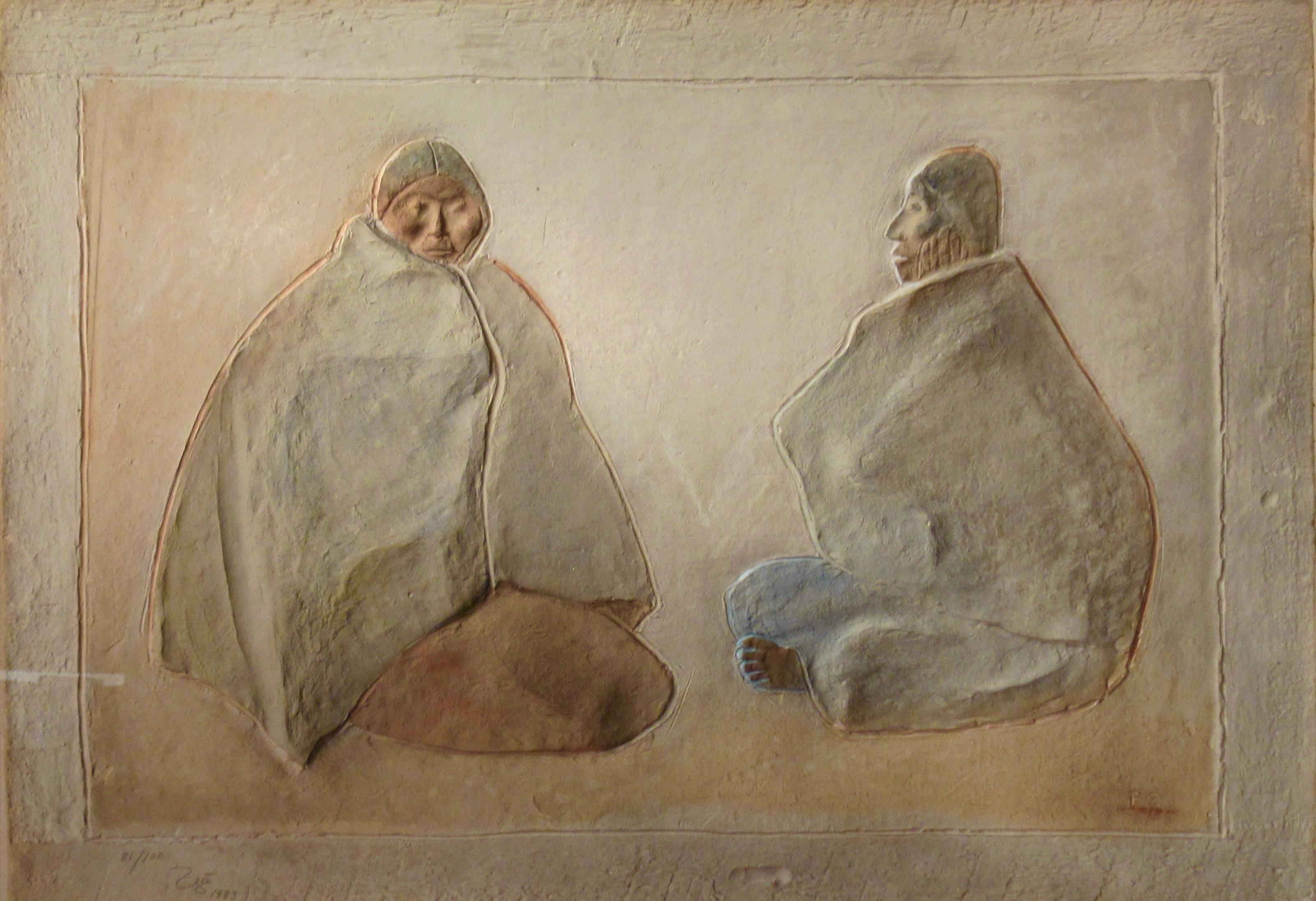 Dos Mujeres Mayas (Two Mayan Women) - Sculpture by Francisco Zúñiga