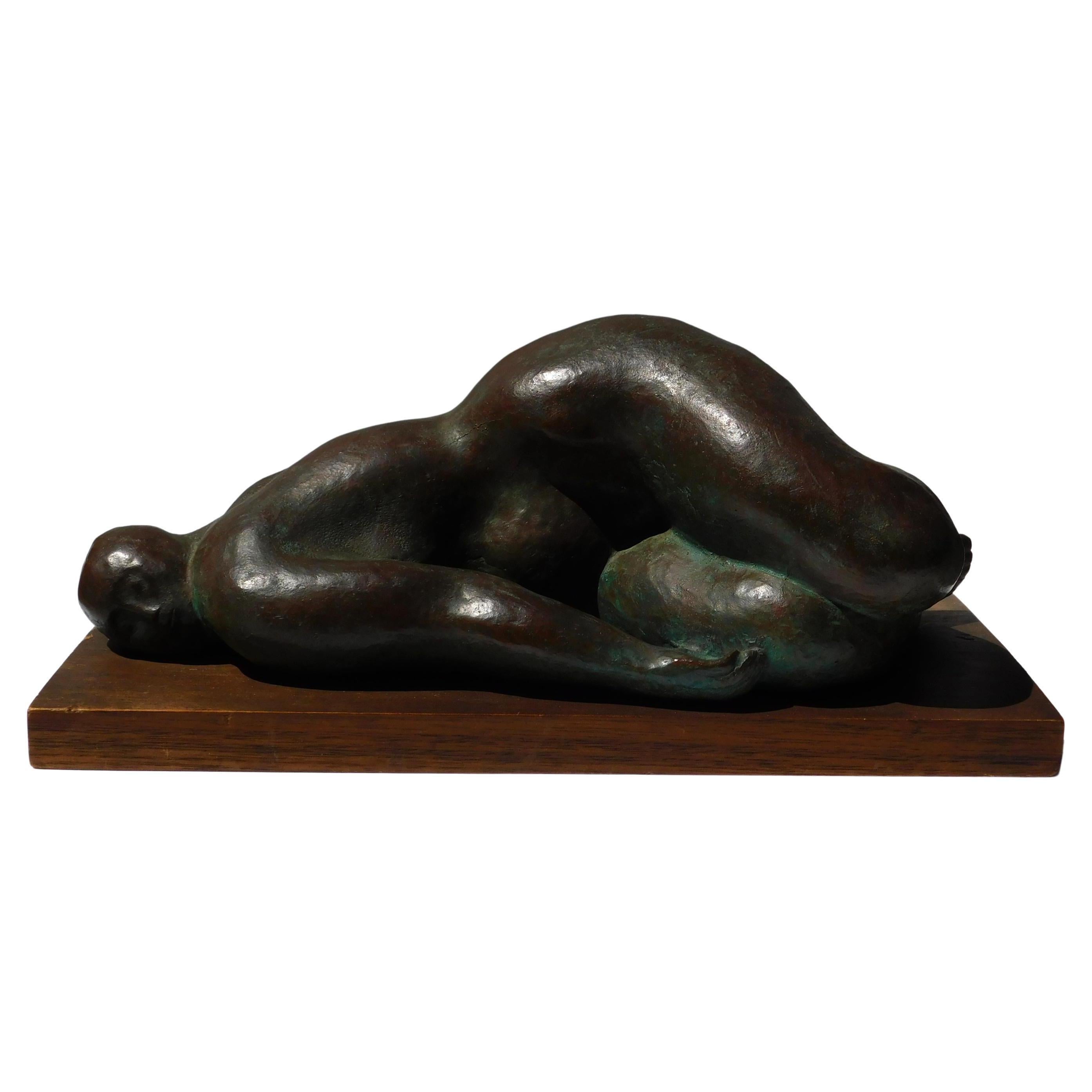Figurative Sculpture de Francisco Zúñiga - Francisco Zuniga Escultura de bronce, 1964, "Desnudo Acostada"