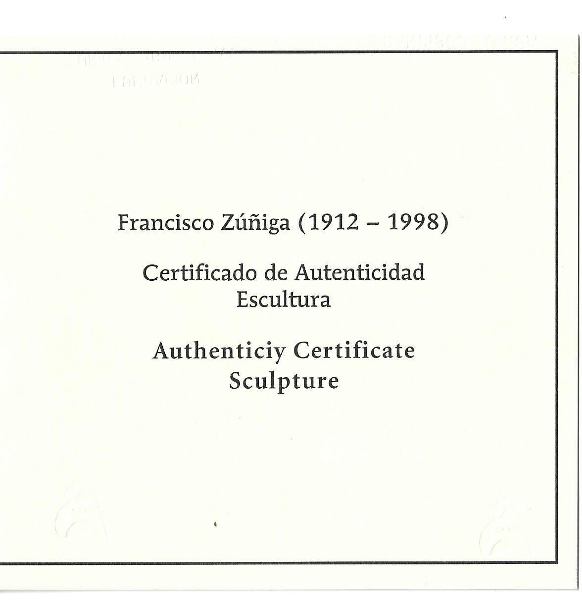Francisco Zuniga Escultura de bronce, 1965, 