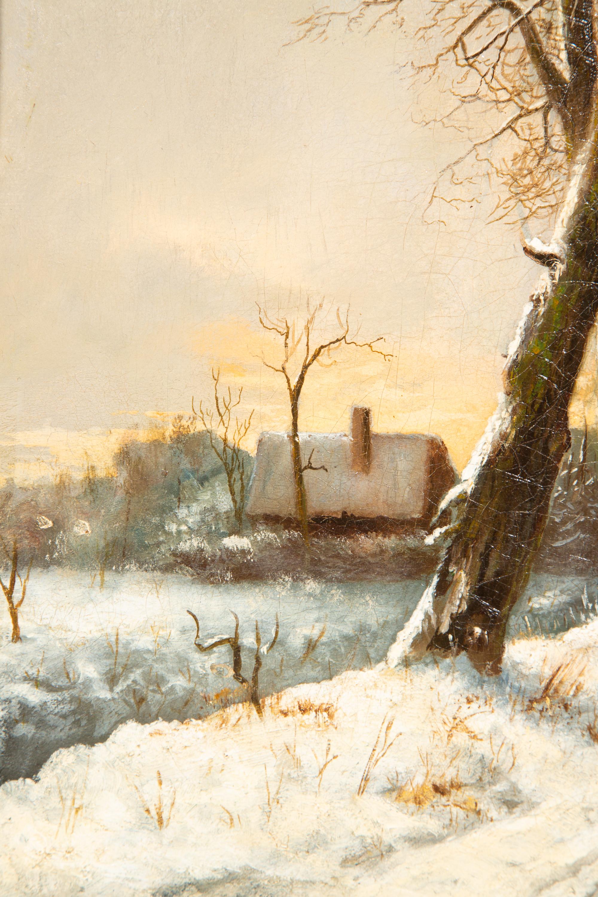 'A Walk along the Snowy Landscape’ by Franciscus Lodewijk Van Gulik, dated 1878 For Sale 6