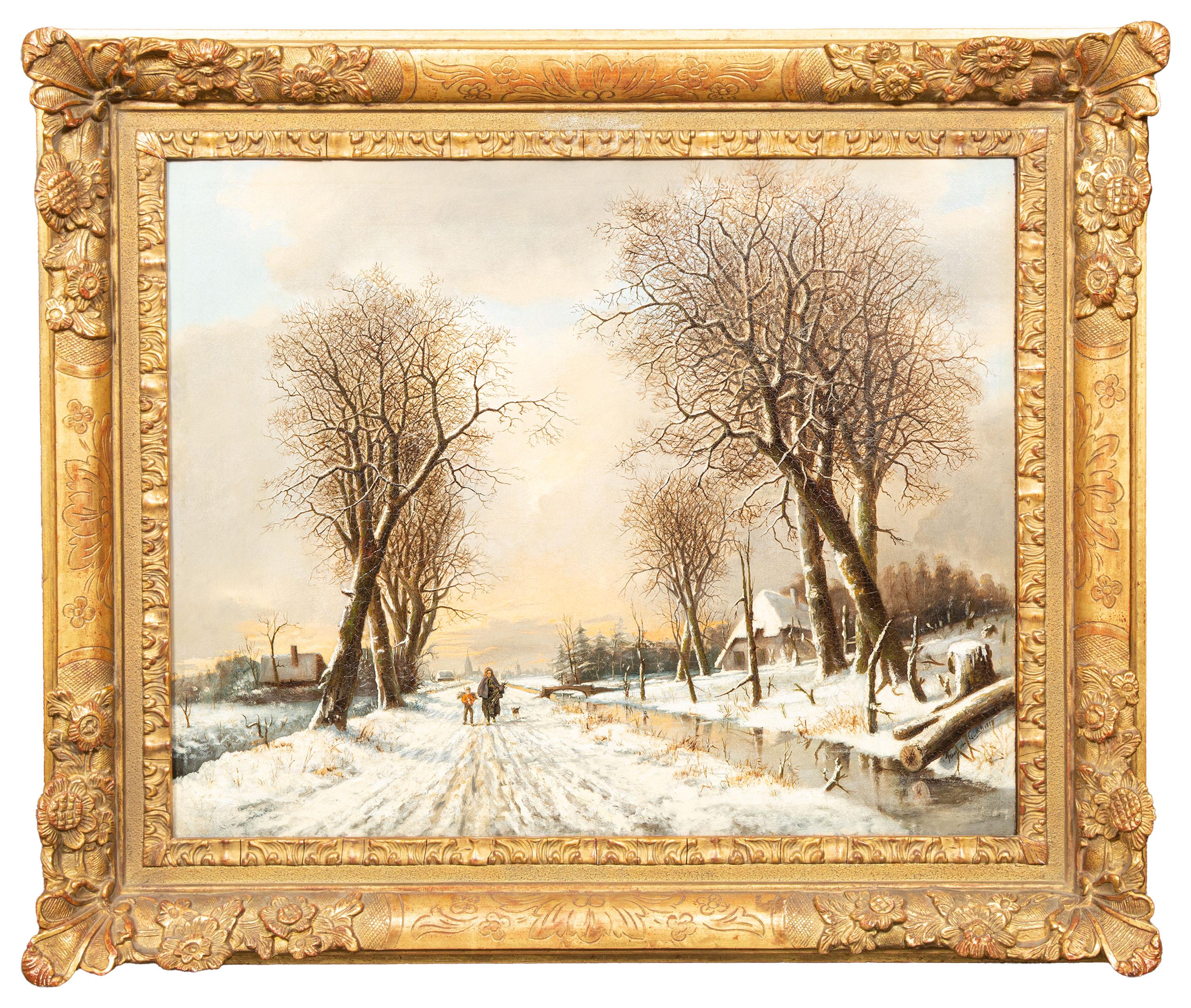 Franciscus Lodewijk Van Gulik
Maastricht 1841 - 1899 Rotterdam
Dutch Painter

'A Walk along the Snowy Landscape’

Signature: signed lower right and dated 'Frans van Gulik 1878'
Medium: oil on canvas
Dimensions: image size 50 x 62 cm, frame size 67,5