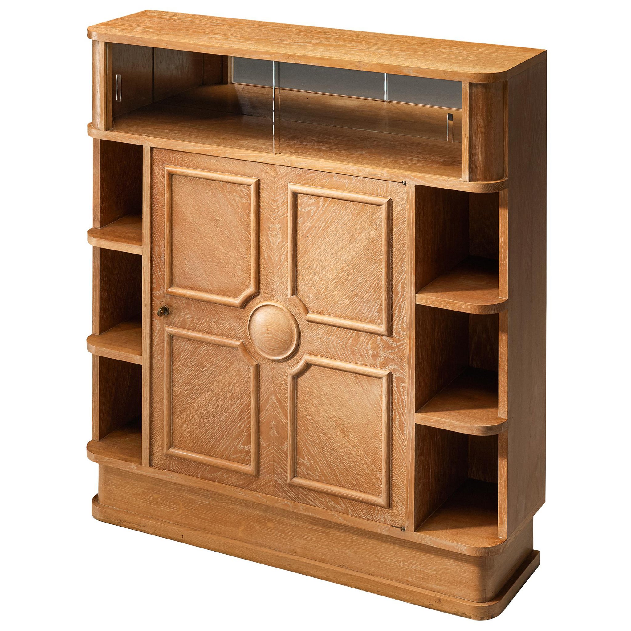 Francisque Chaleyssin Cabinet Art Déco français en Oak Oak cérusé