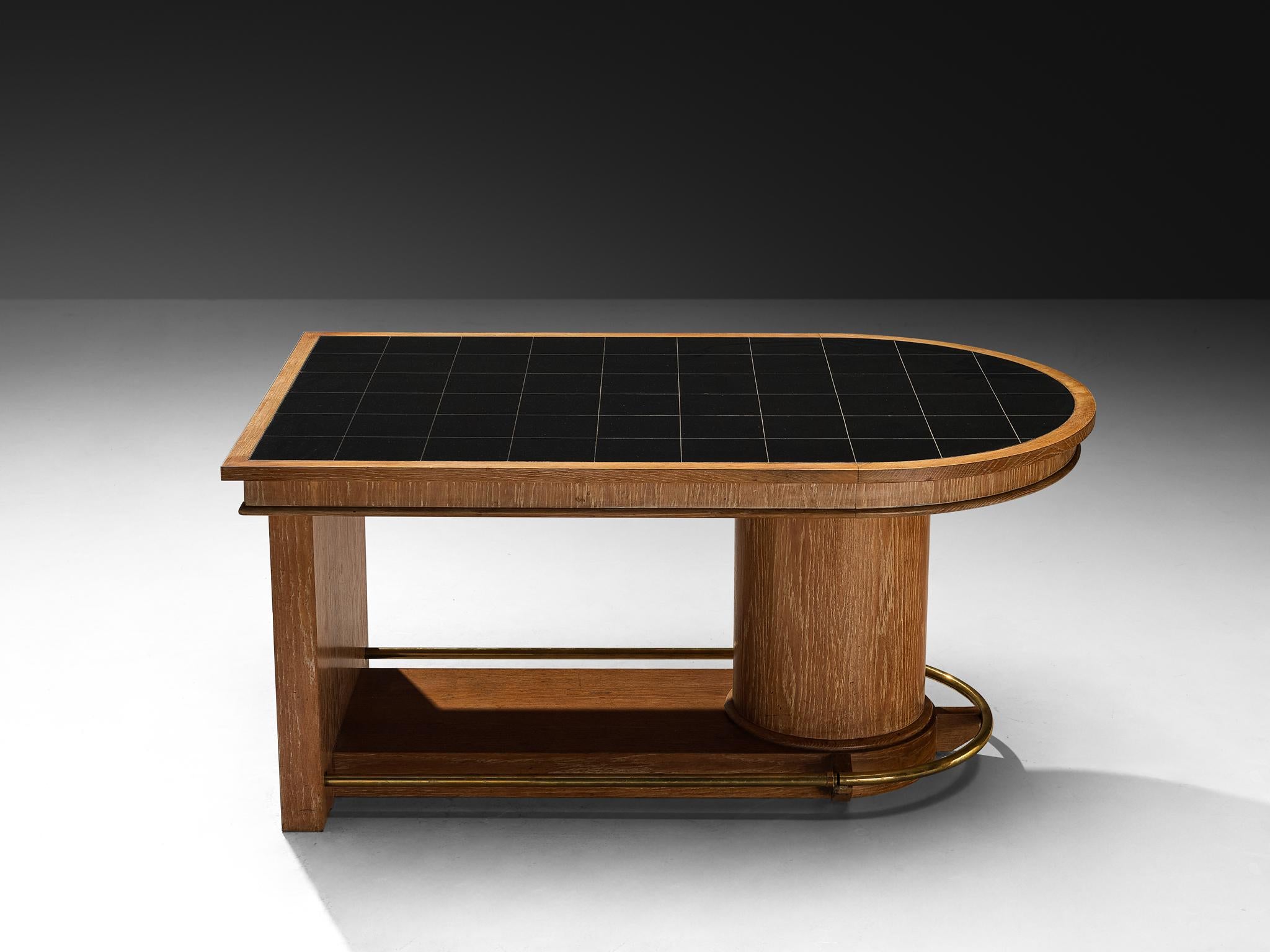 Francisque Chaleyssin Französischer Art Déco Esstisch in Eiche Cerused im Angebot 4