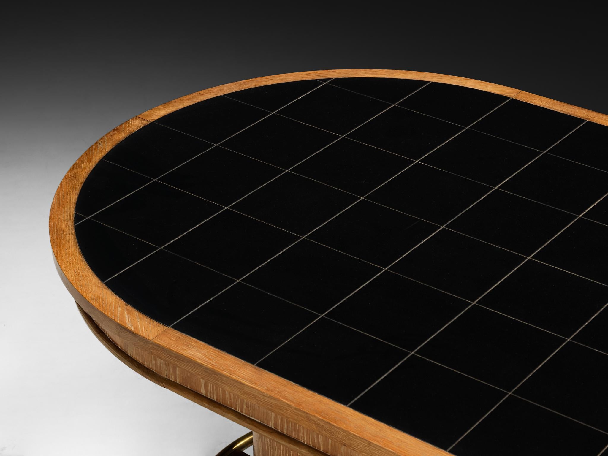 Francisque Chaleyssin Französischer Art Déco Esstisch in Eiche Cerused (Art déco) im Angebot