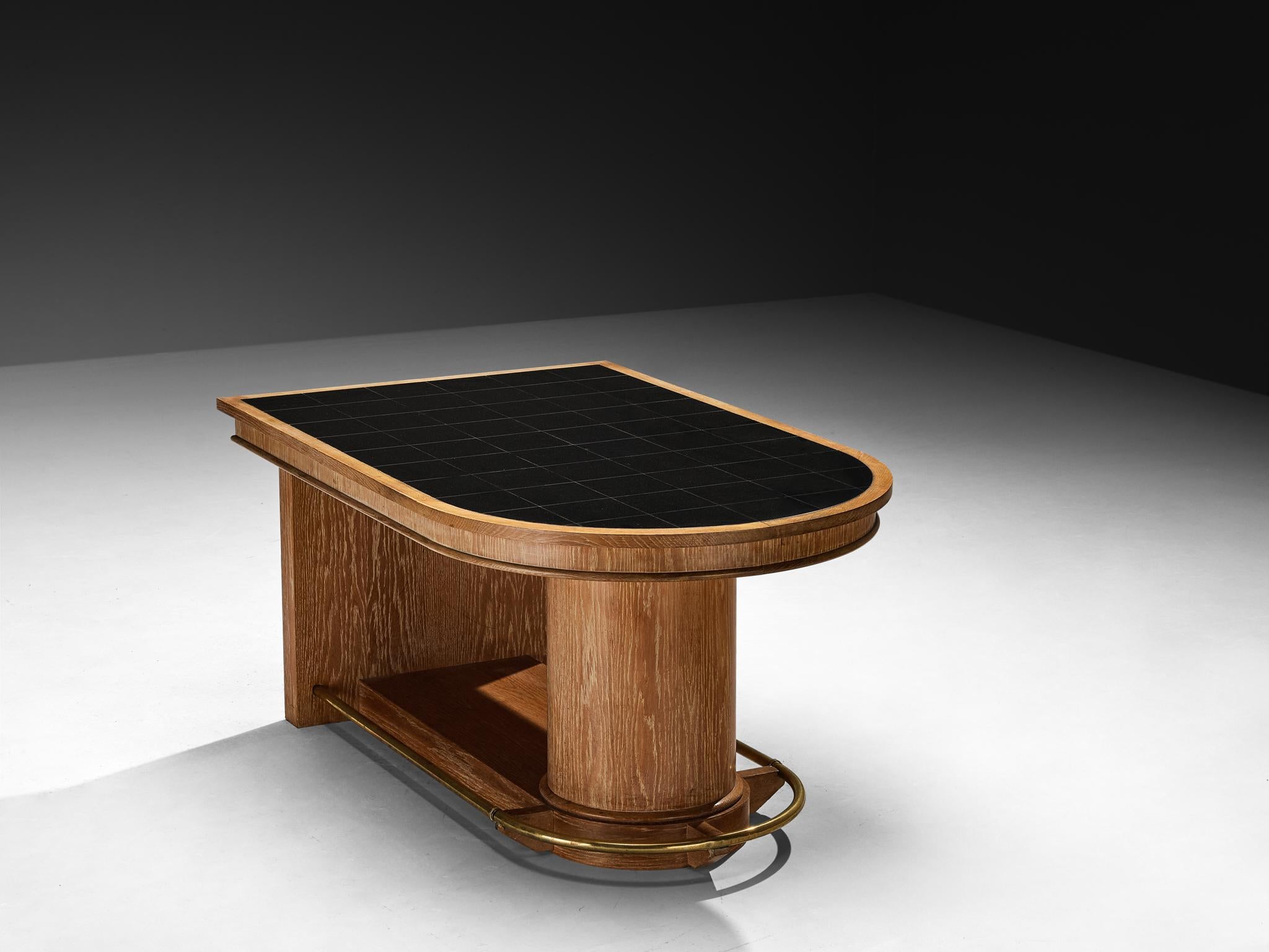 Francisque Chaleyssin Französischer Art Déco Esstisch in Eiche Cerused im Zustand „Gut“ im Angebot in Waalwijk, NL