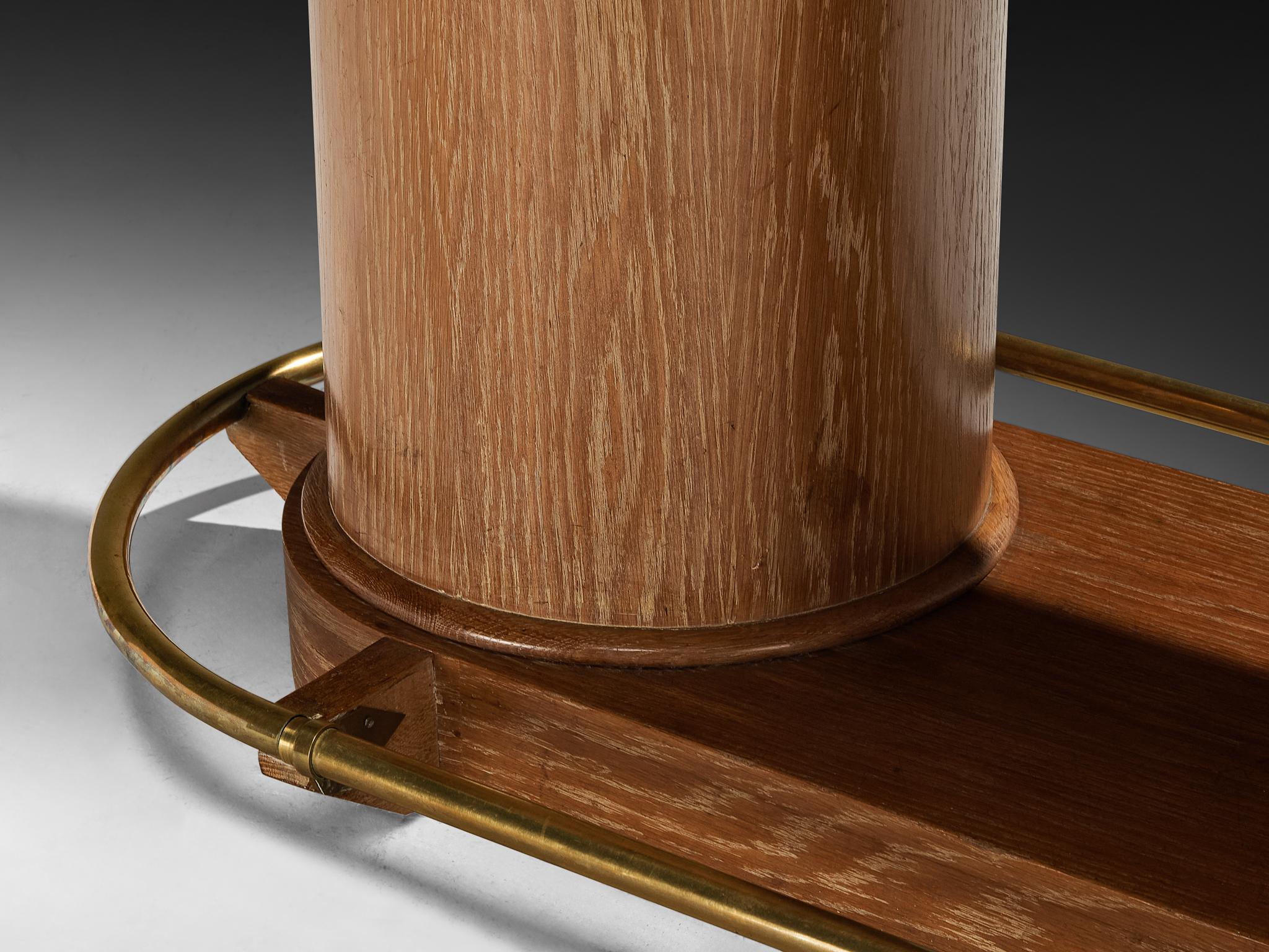 Francisque Chaleyssin Französischer Art Déco Esstisch in Eiche Cerused (Messing) im Angebot