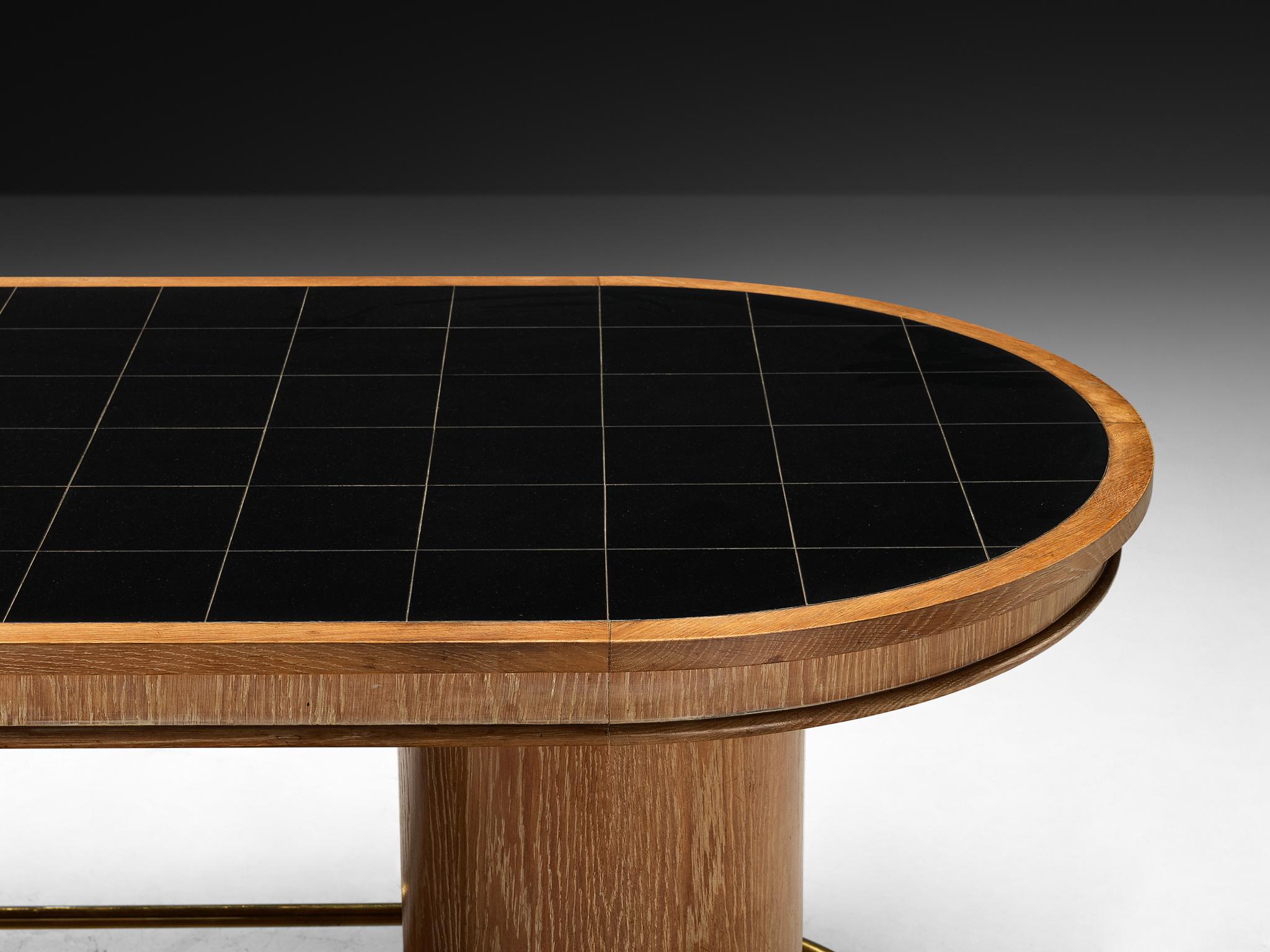 Francisque Chaleyssin Französischer Art Déco Esstisch in Eiche Cerused im Angebot 2