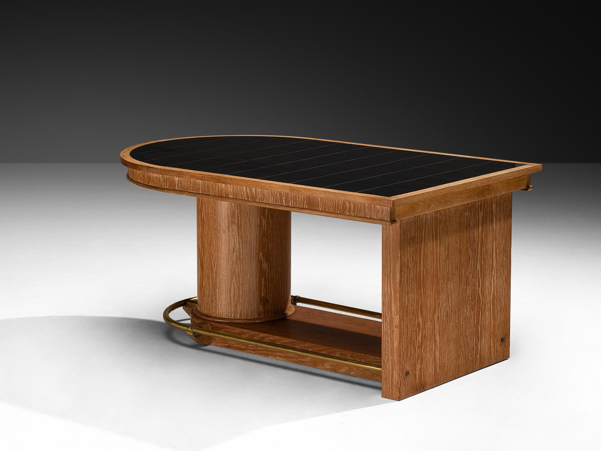 Francisque Chaleyssin Französischer Art Déco Esstisch in Eiche Cerused im Angebot 3