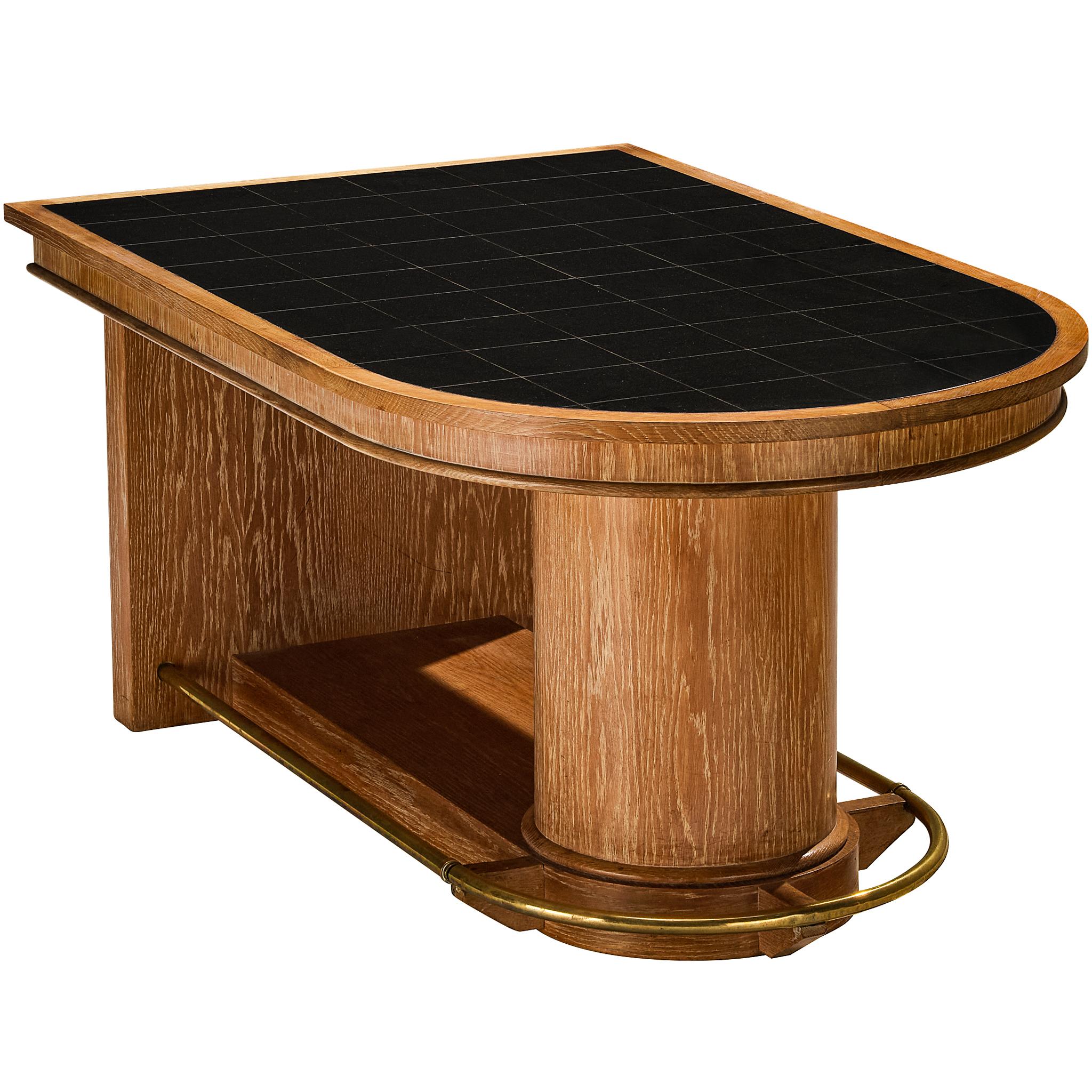 Francisque Chaleyssin Französischer Art Déco Esstisch in Eiche Cerused im Angebot