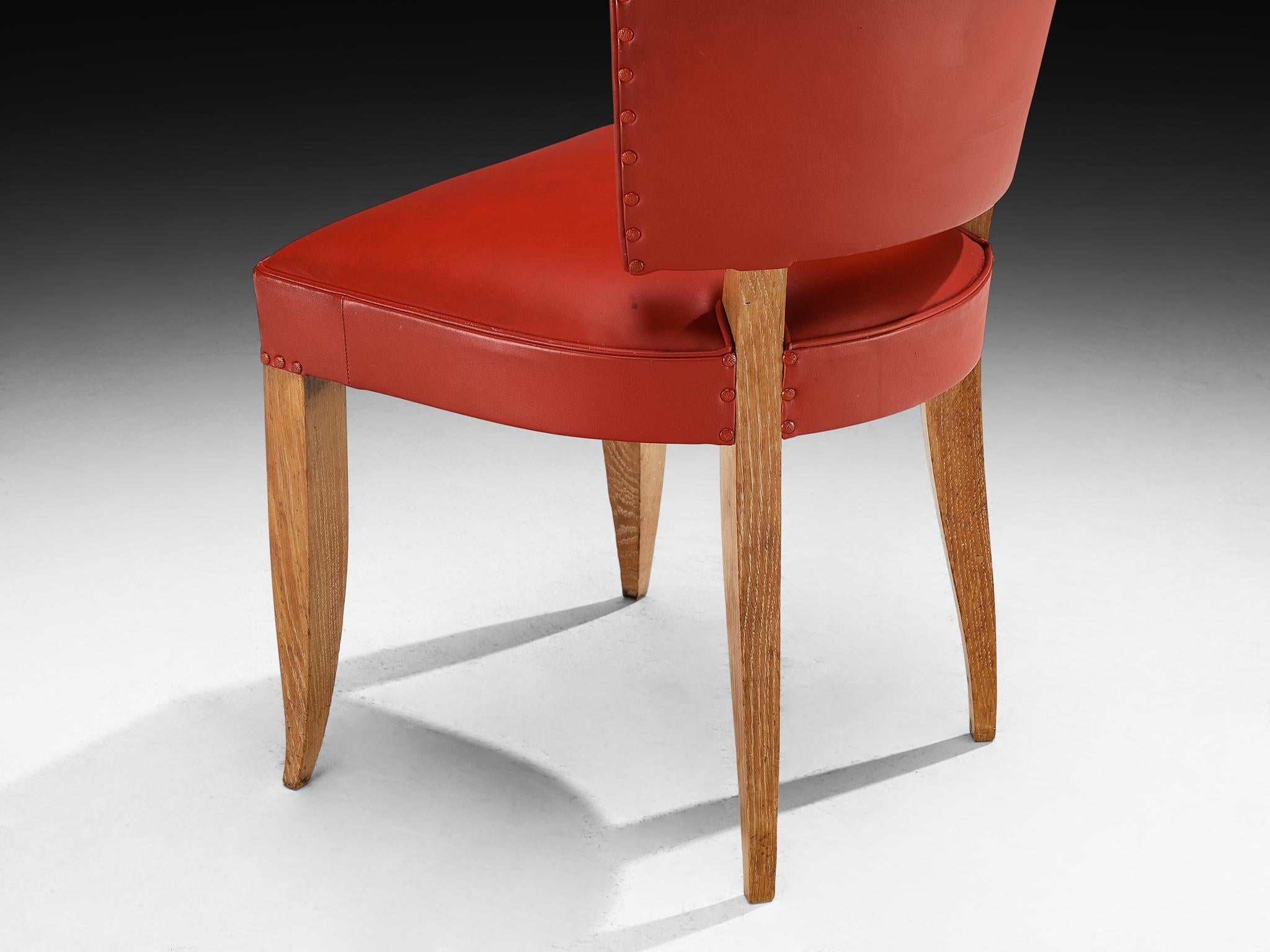 Francisque Chaleyssin Französischer Art Deco Satz von sechs Esszimmerstühlen in Cerused Oak im Angebot 4